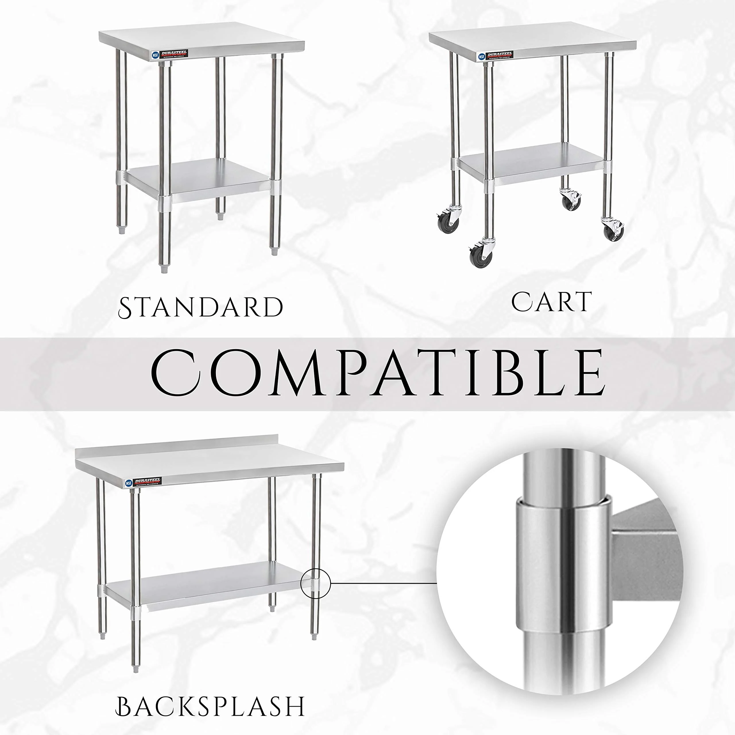 DuraSteel Galvanized Under Shelf for Work Tables - Extra Adjustable Lower Shelf for 30" x 36" Stainless Steel and Wooden Worktables - Fits for use in Restaurant, Warehouse, Home, Kitchen, Garage - Image 6
