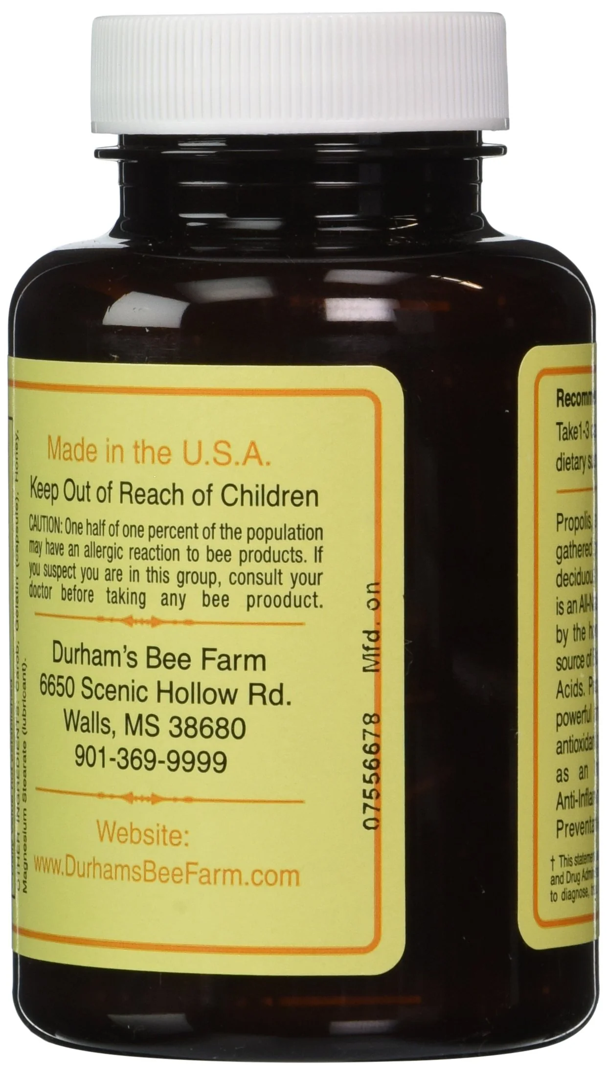 Durham's Bee Propolis 500mg 120 Capsules - Image 3