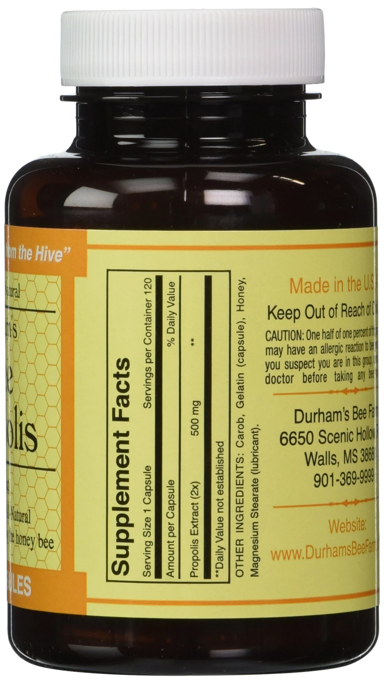 Durham's Bee Propolis 500mg 120 Capsules - Image 4