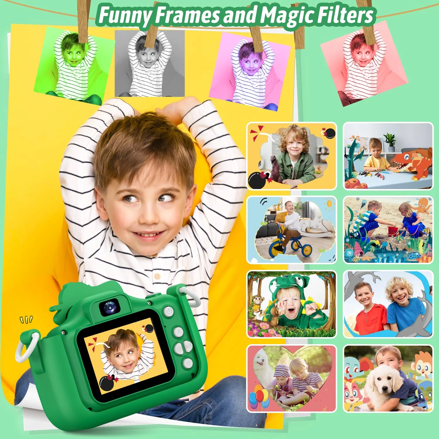 Dwfit Upgrade Selfie Kids Camera, Christmas Birthday Gifts for Boys Girls Age 3-12, HD Kids Digital Video Cameras for Toddler with Cartoon Soft Silicone Cover, Portable Toy for 3 4 5 6 7 8 Years Old - Image 4