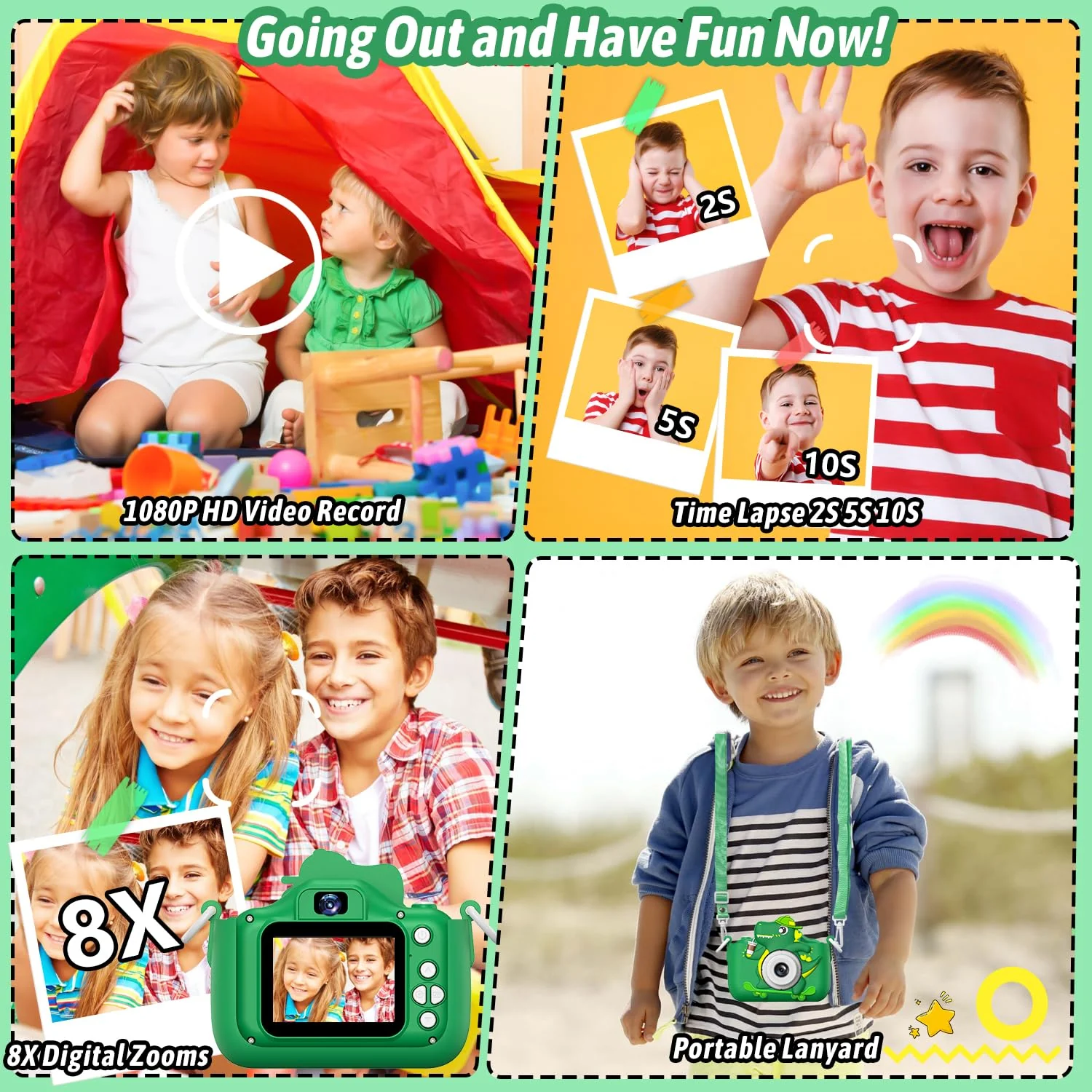 Dwfit Upgrade Selfie Kids Camera, Christmas Birthday Gifts for Boys Girls Age 3-12, HD Kids Digital Video Cameras for Toddler with Cartoon Soft Silicone Cover, Portable Toy for 3 4 5 6 7 8 Years Old - Image 6