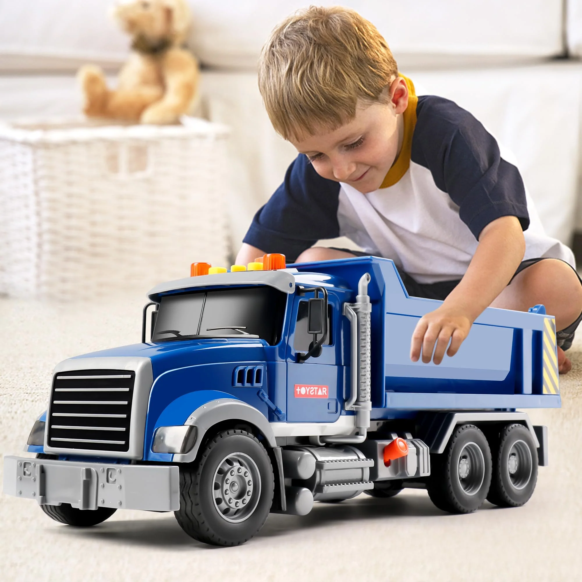 Dwi Dowellin Toddler Trucks Toys for Boys Age 3-5,Big Dump Truck with Lights and Sounds,Kids Boy Toys Christmas Birthday Gift Car - Image 3