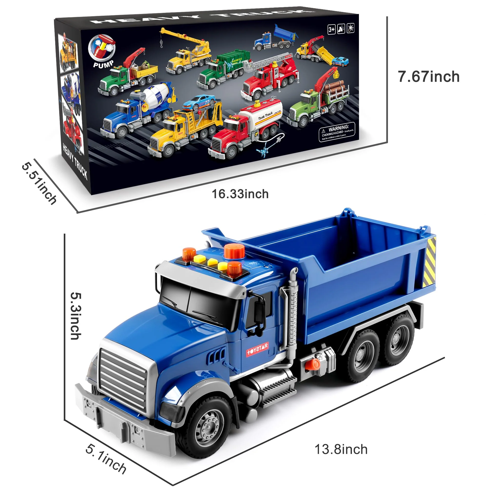 Dwi Dowellin Toddler Trucks Toys for Boys Age 3-5,Big Dump Truck with Lights and Sounds,Kids Boy Toys Christmas Birthday Gift Car - Image 7