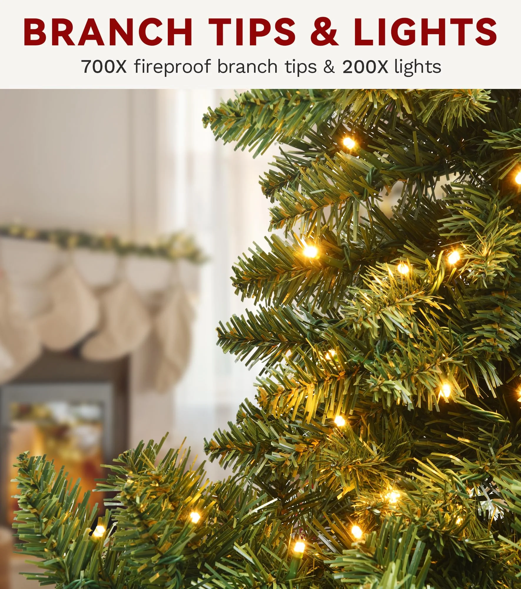 DWVO 7.5 FT Pre-Lit Slim Pencil Fraser Fir Artificial Christmas Tree with 350 Lights and 1000 Branch Tips, Green - Image 6