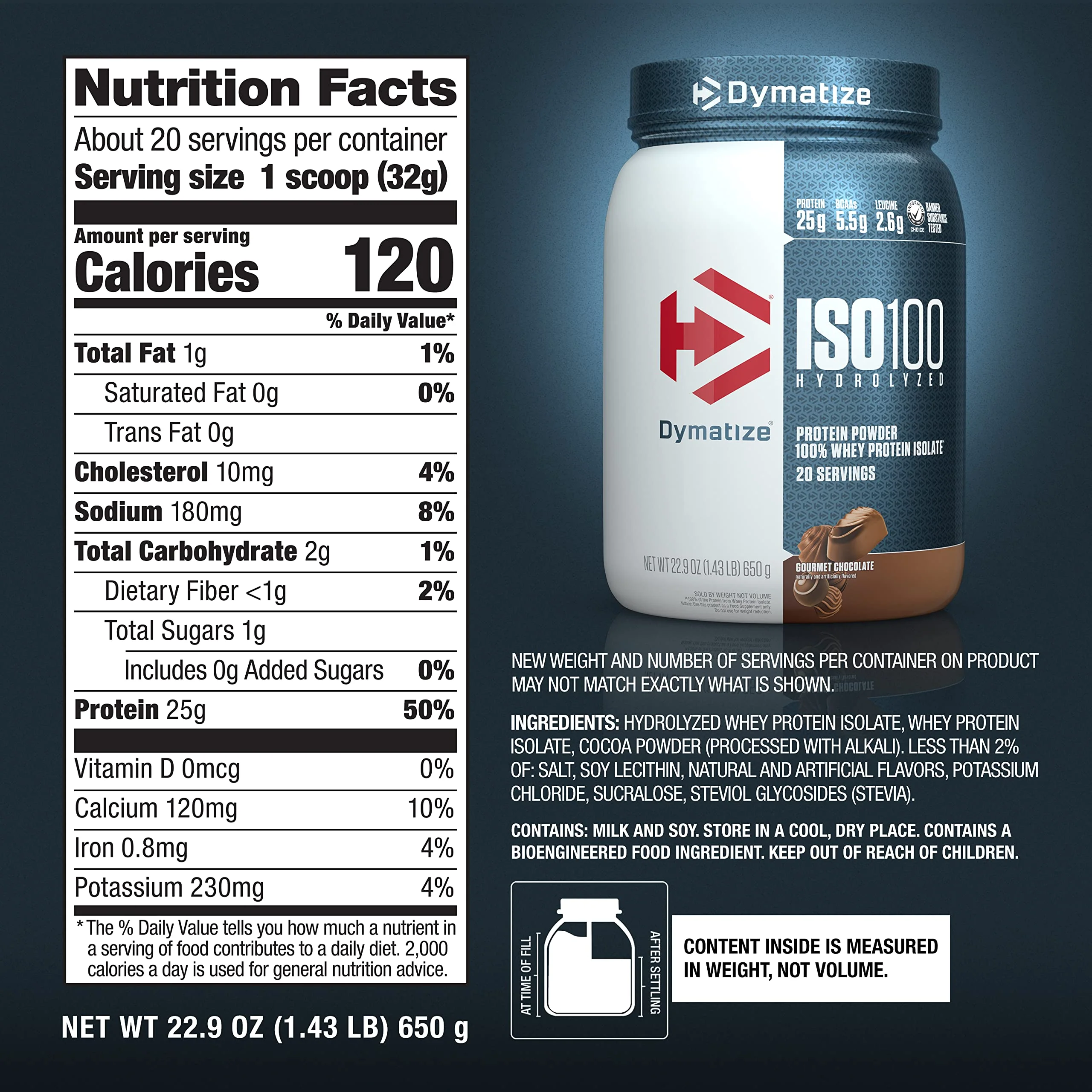 Dymatize ISO100 Hydrolyzed Protein Powder, 100% Whey Isolate Protein, 25g of Protein, 5.5g BCAAs, Gluten Free, Fast Absorbing, Easy Digesting, Gourmet Chocolate, 3 Pound (42 Servings) - Image 8