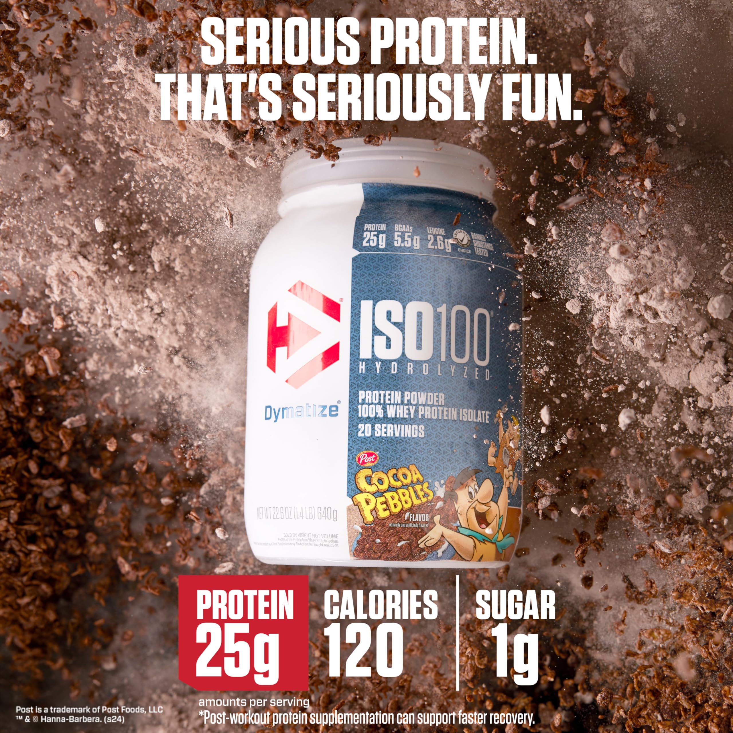 Dymatize x Cocoa Pebbles ISO100 Whey Protein Powder Isolate, 25g of Protein, 20 Servings, 5.5g BCAAs, 120 Cal., Gluten Free, 1g Fat, 1g Sugar, 2g Carb - Image 6