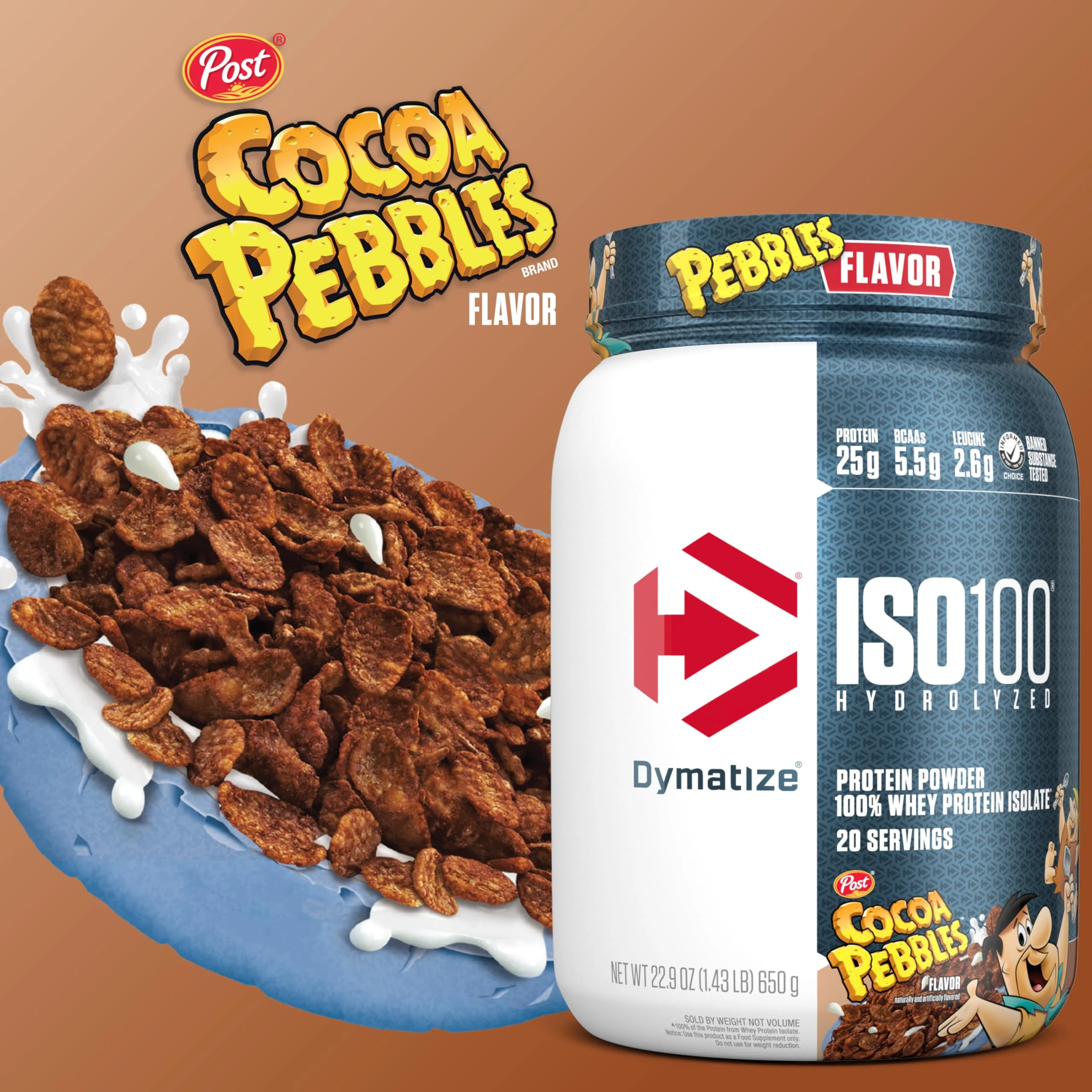 Dymatize x Cocoa Pebbles ISO100 Whey Protein Powder Isolate, 25g of Protein, 5.5g BCAAs, 120 Cal., Gluten Free, 1g Fat, 1g Sugar, 2g Carb (42 Servings) - Image 5