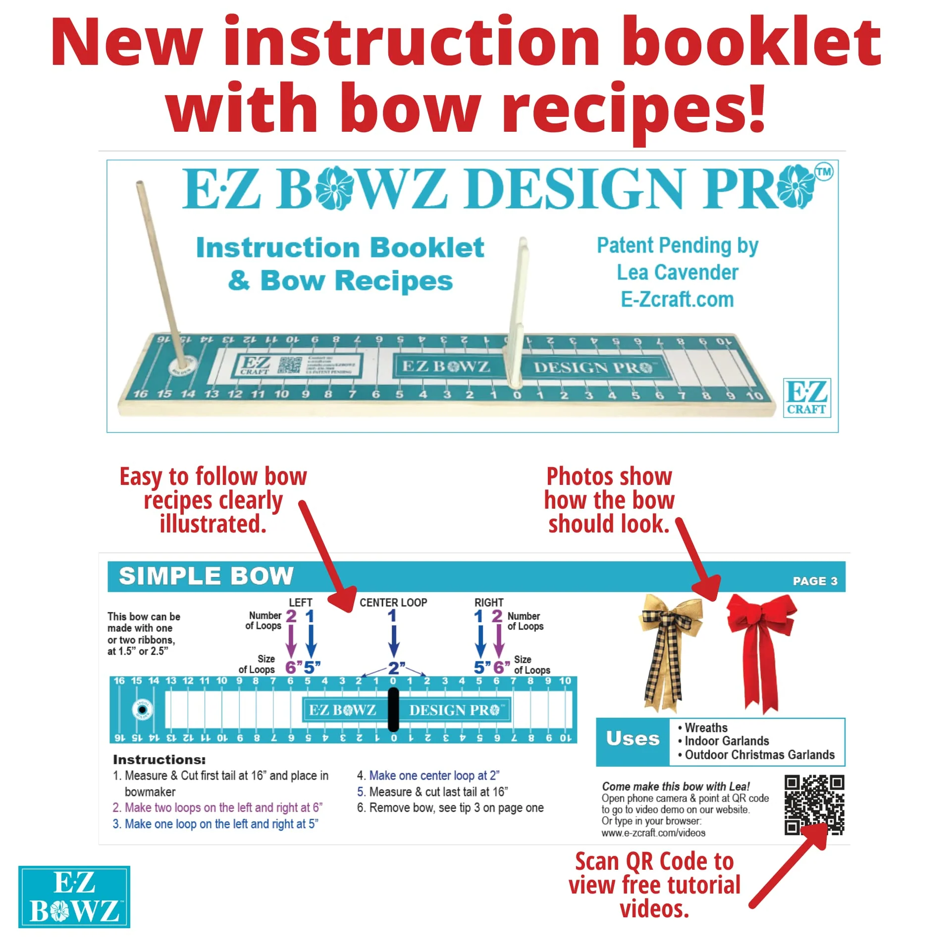 E-Z Bowz Design Pro Bow Maker - Easy Ribbon Bowmaker Gift Large Bow Maker - Perfect for Christmas Decor Wreaths and Hair Bows - Image 3