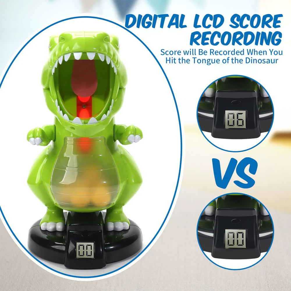 EagleStone Dinosaur Shooting Toys for Boys 5 6 7 8 9 Years Old, Electronic Kids Target Games w/ Air Pump Gun, LCD Score Record, Sound, 24 Foam Balls, Birthday Party Favor,Christmas Gifts for Toddlers - Image 2