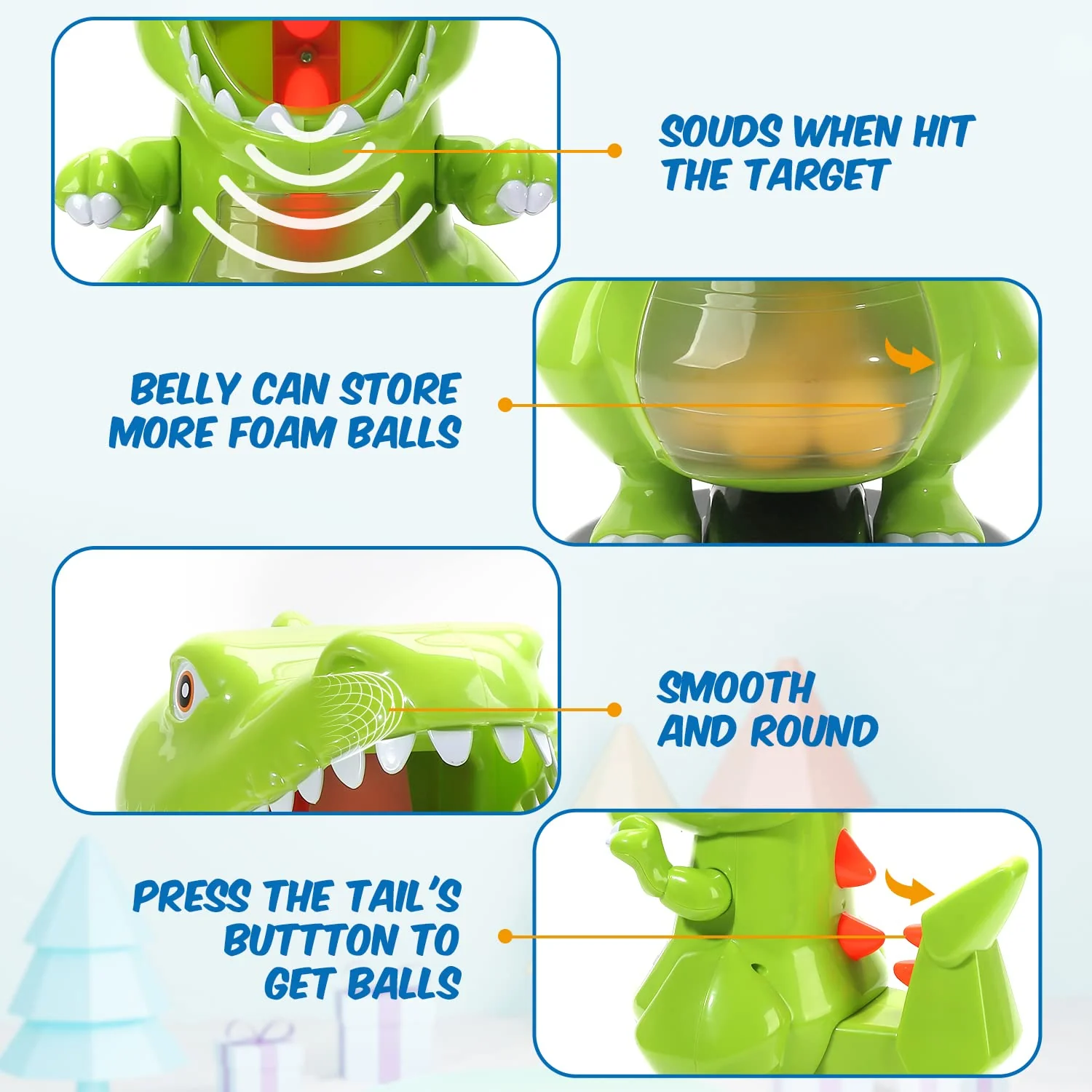 EagleStone Dinosaur Shooting Toys for Boys 5 6 7 8 9 Years Old, Electronic Kids Target Games w/ Air Pump Gun, LCD Score Record, Sound, 24 Foam Balls, Birthday Party Favor,Christmas Gifts for Toddlers - Image 5