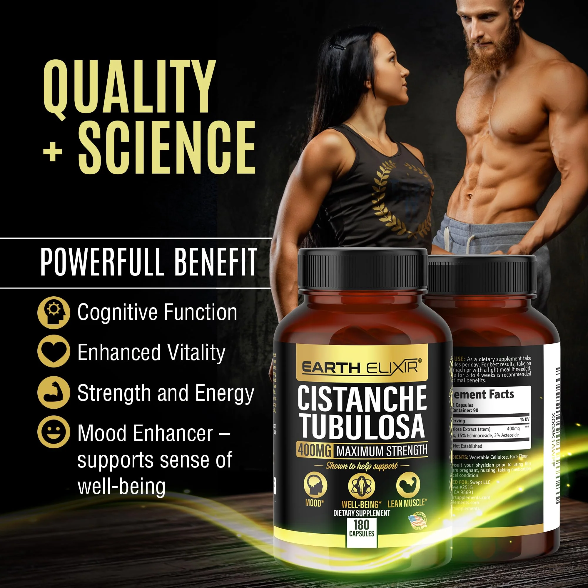 Earth Elixir Cistanche Tubulosa 400 mg (180 Capsules) 3 Months Supply – Made in USA - 3rd Party Tested - Cistanche Supplement - Zero Fillers - Max Purity - Nootropics - 100% Pure Cistanche Herb - Image 7