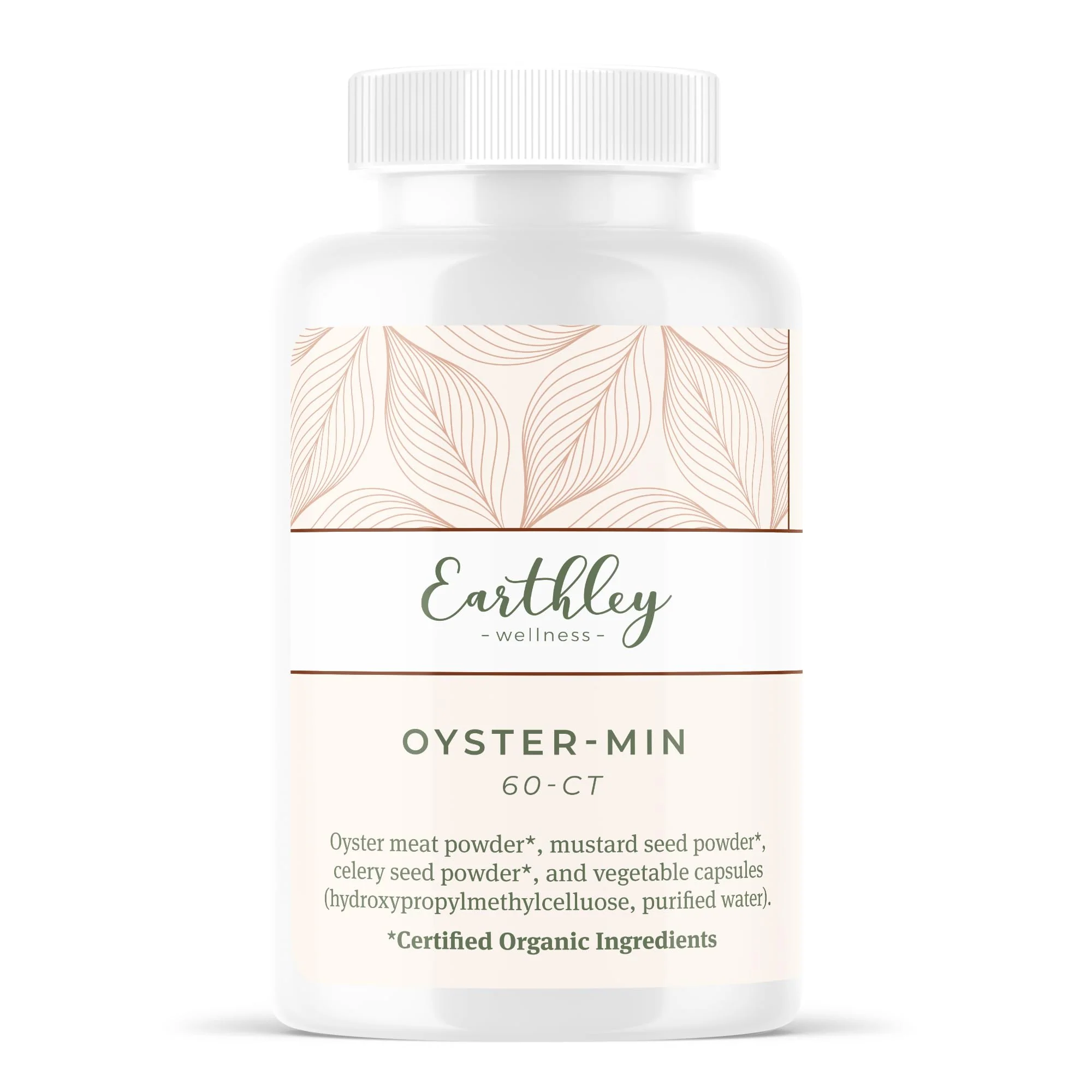 Earthley Wellness, Oyster-Min Capsules, Natural Zinc & Mineral Supplement, Promotes Energy & Mood, Rich in Antioxidants & Amino Acids, 100% Pure & Bioavailable (60 Capsules)