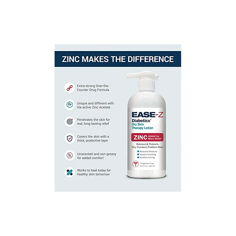 Ease-Z Diabetic Lotion for Dry Skin. ZINC and Shea Butter, Relieves Dryness, Reduces Redness, and Soothes Irritation and Itching. Long-Lasting. 10.9 oz. - Image 14
