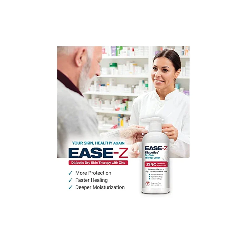 Ease-Z Diabetic Lotion for Dry Skin. ZINC and Shea Butter, Relieves Dryness, Reduces Redness, and Soothes Irritation and Itching. Long-Lasting. 10.9 oz. - Image 6