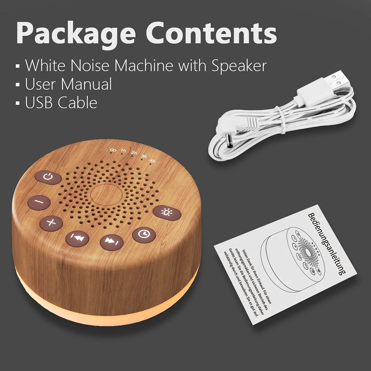 Easysleep Sound White Noise Machine with 25 Soothing Sounds and Night Lights with Memory Function 32 Levels of Volume and 5 Sleep Timer Powered by AC or USB for Sleeping Relaxation (Wood) - Image 3