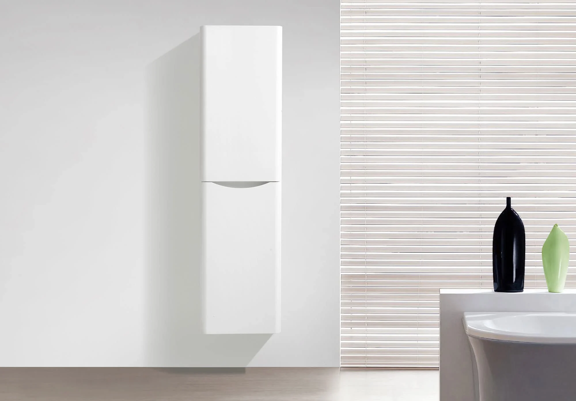 Eaton White Tall Storage Cabinet Storage Unit Wall Mounted Bathroom Cupboard Right Hand - Image 3