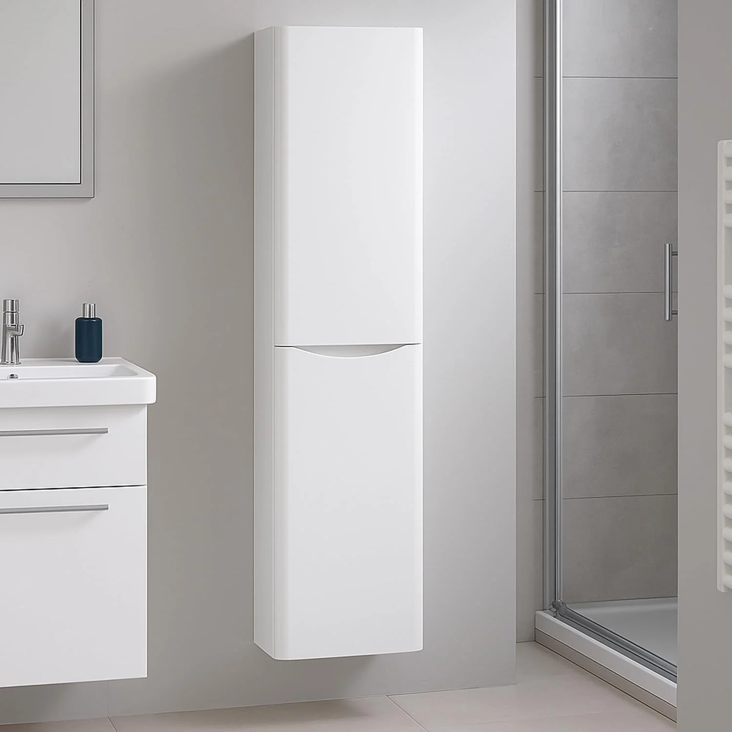 Eaton White Tall Storage Cabinet | Storage Unit | Wall Mounted Bathroom Cupboard | Right Hand - Image 8