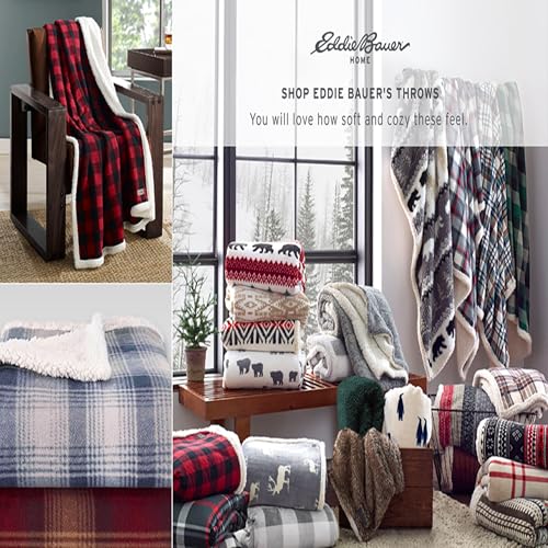Eddie Bauer - Throw Blanket, Super Soft Reversible Sherpa & Brushed Fleece Bedding, Ideal Christmas & White Elephant Gifts, Cozy Plaid Throw Blankets For Couch for Bed or Couch (Fair Isle Dark Steel, 50" x 70") - Image 4