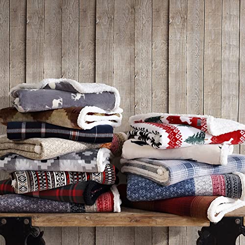 Eddie Bauer - Throw Blanket, Super Soft Reversible Sherpa & Brushed Fleece Bedding, Ideal Christmas & White Elephant Gifts, Cozy Plaid Throw Blankets For Couch for Bed or Couch (Fair Isle Dark Steel, 50" x 70") - Image 2