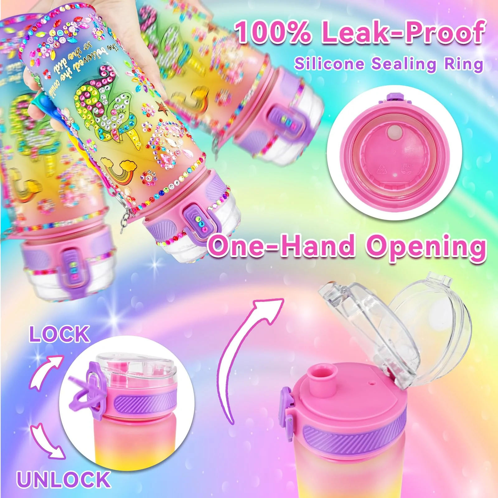 EDSPORTSHOUSE Decorate Your Own Water Bottle Kits for Girls Age 4-6-8-10,Unicorn Painting Crafts,Fun Arts and Crafts Gifts Toys for Girls Birthday Christmas(Unicorn) - Image 3