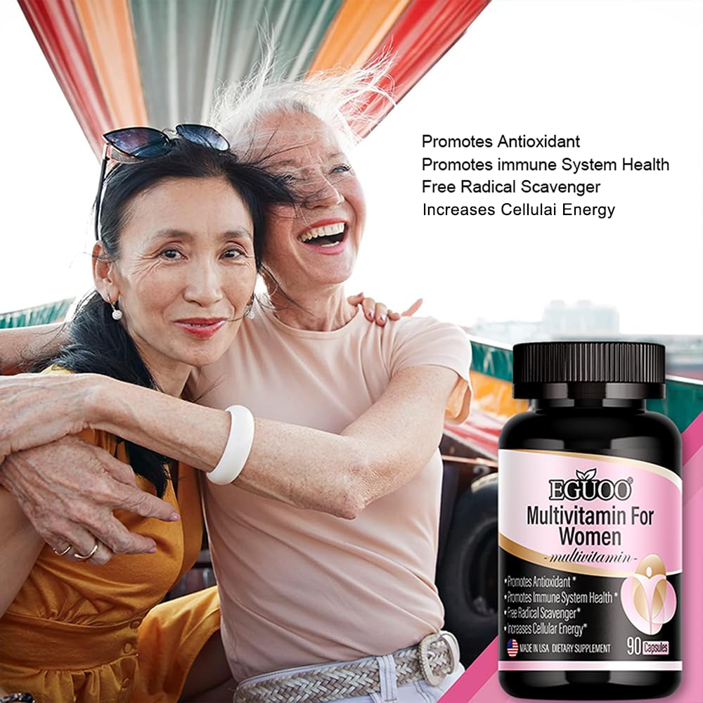 EGUOO Multivitamin for Women - Womens Multivitamin with Vitamin C, E, Biotin and Folic Acid Vitamins for Women - Womens Vitamins for Energy, Immune, Brain, Heart, Eye and Bone Health, 90 Capsules - Image 6