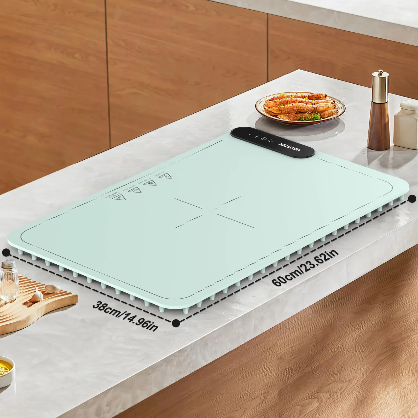 Electric Food Warming Mat with 9 Temperature Settings, Quick Heating Pad, Auto-Off Timer, Portable Silicone Food Warmer for Parties and Buffets - Image 3