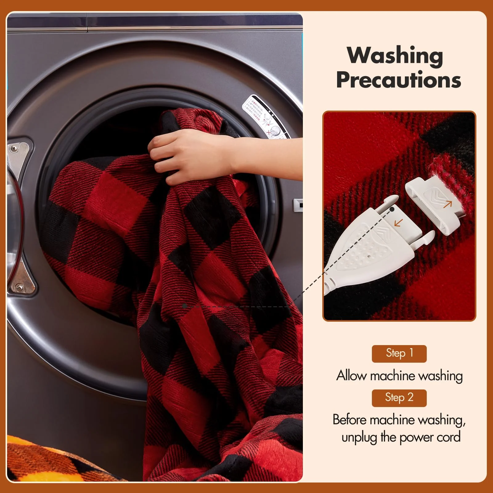 Electric Heated Sherpa Buffalo Plaid Christmas Throw Blanket with 8 Heating Levels & 8 Hours Auto Off, Fast Heating Warm Plush Washable Blanket with Over-Heat Protection, ETL Certification, Red - Image 3