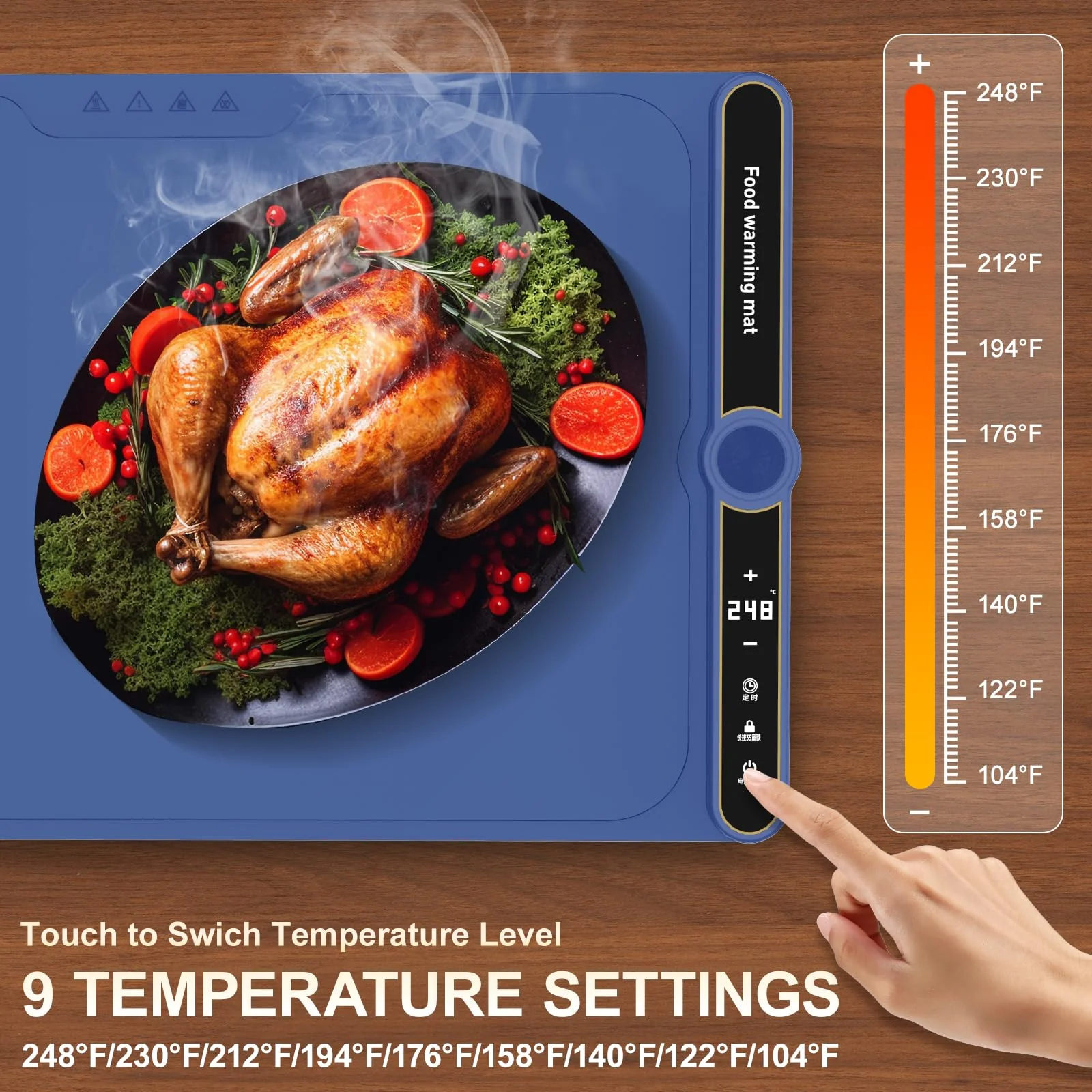 Electric Silicone Food Warmers for Parties Buffet XXL 40”X15” Extra Extra Large Food Warming Mat Keep Food Warm Last 18H Even Heating 104F to 248F with Child Lock Easy Clean - Image 7