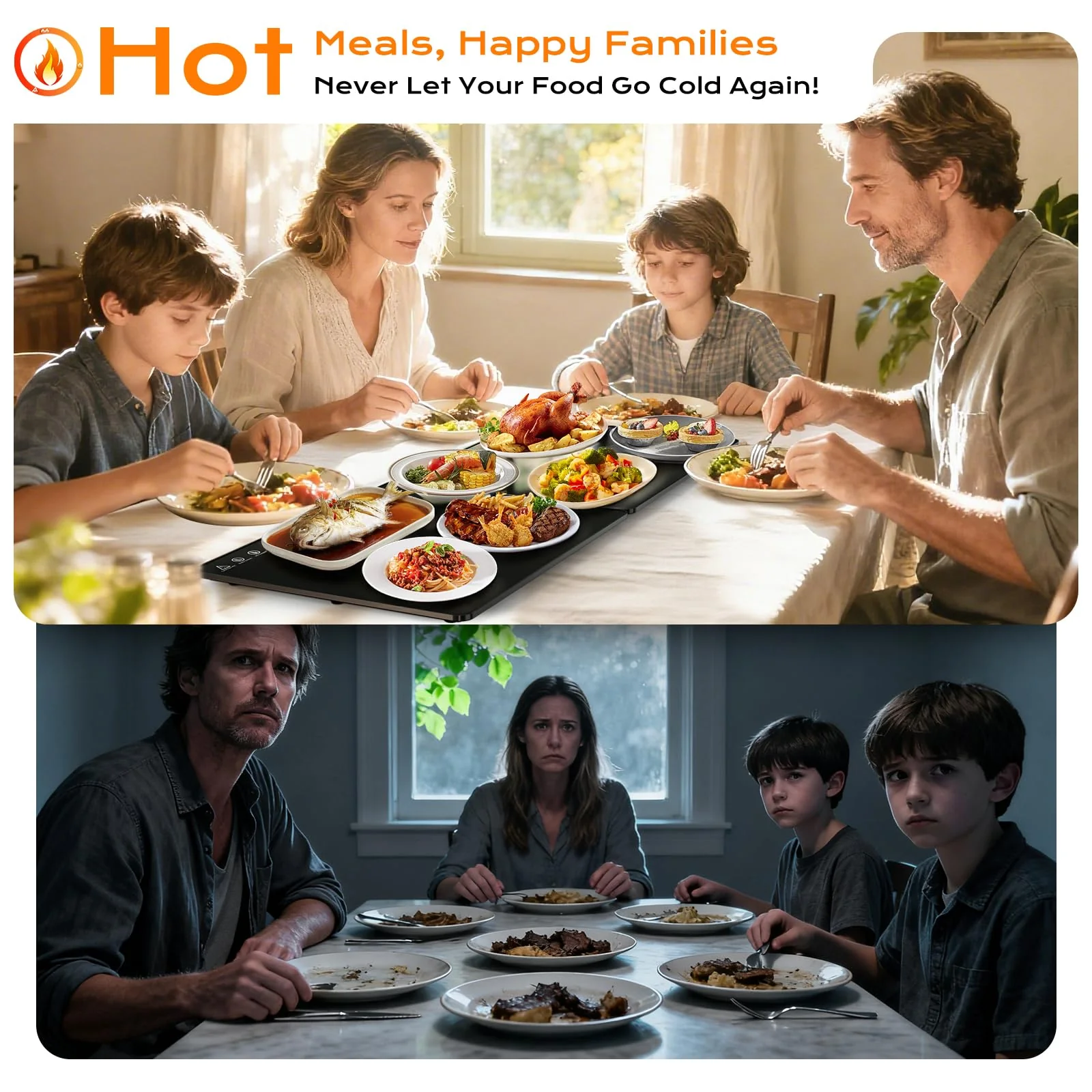 Electric Warming Mat for Food 32" x 12", Tempered Glass Top,Food Warmer Tray for Countertop, Parties Buffet,Gatherings,Adjustable 104–212°F with 1–12h Timer,Built-in Thermostat & Overheat Protection - Image 8