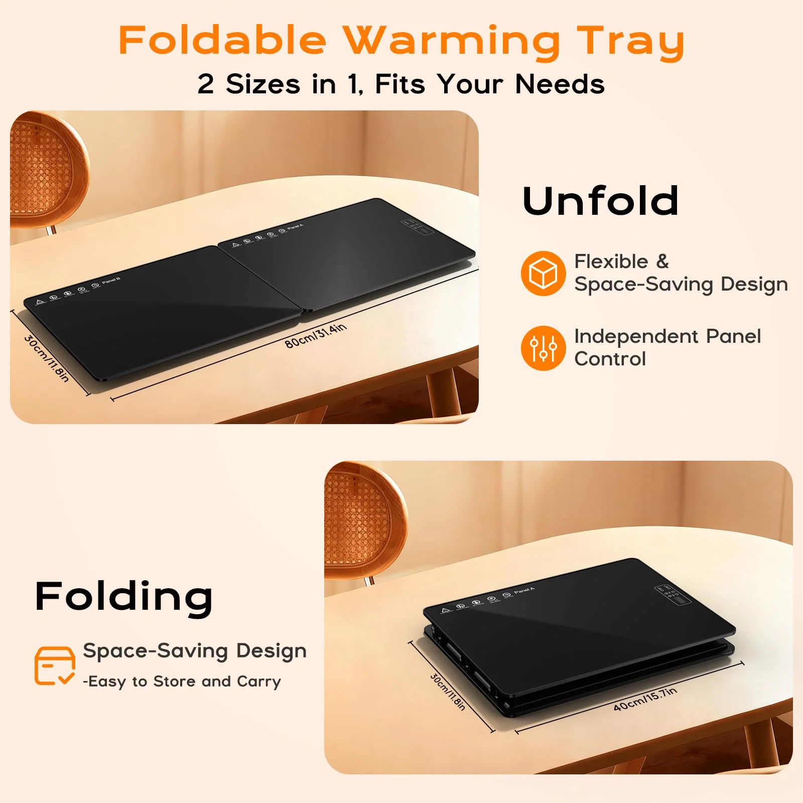 Electric Warming Mat for Food 32" x 12", Tempered Glass Top,Food Warmer Tray for Countertop, Parties Buffet,Gatherings,Adjustable 104–212°F with 1–12h Timer,Built-in Thermostat & Overheat Protection - Image 9