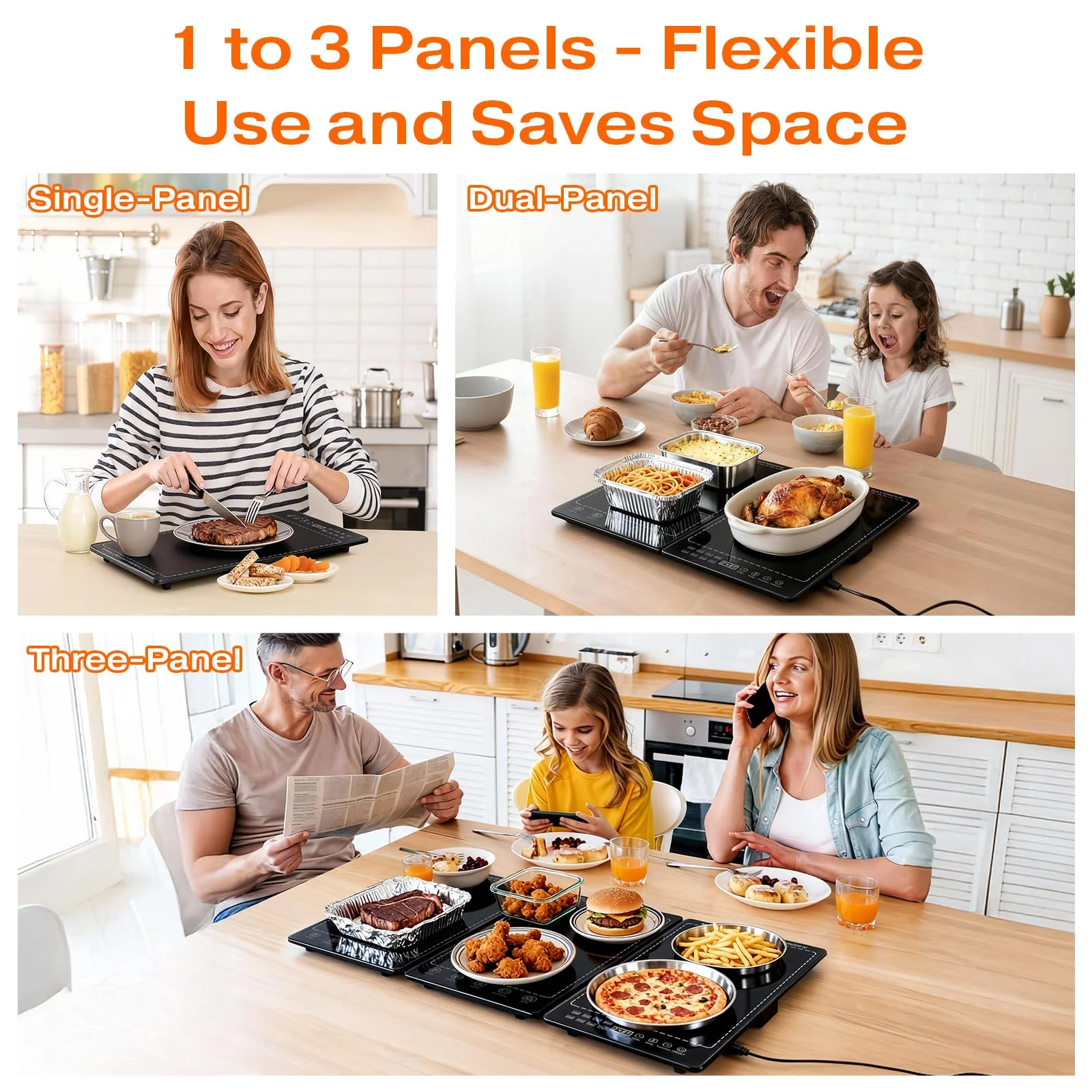 Electric Warming Tray,25"x 15" Food Warmer for Parties Buffet with 10 Temp-Settings, 3-in-1 Warming Mat for Food Built-in Thermostat and Surface Heating, Warming Tray for Parties Buffet,Gatherings - Image 8