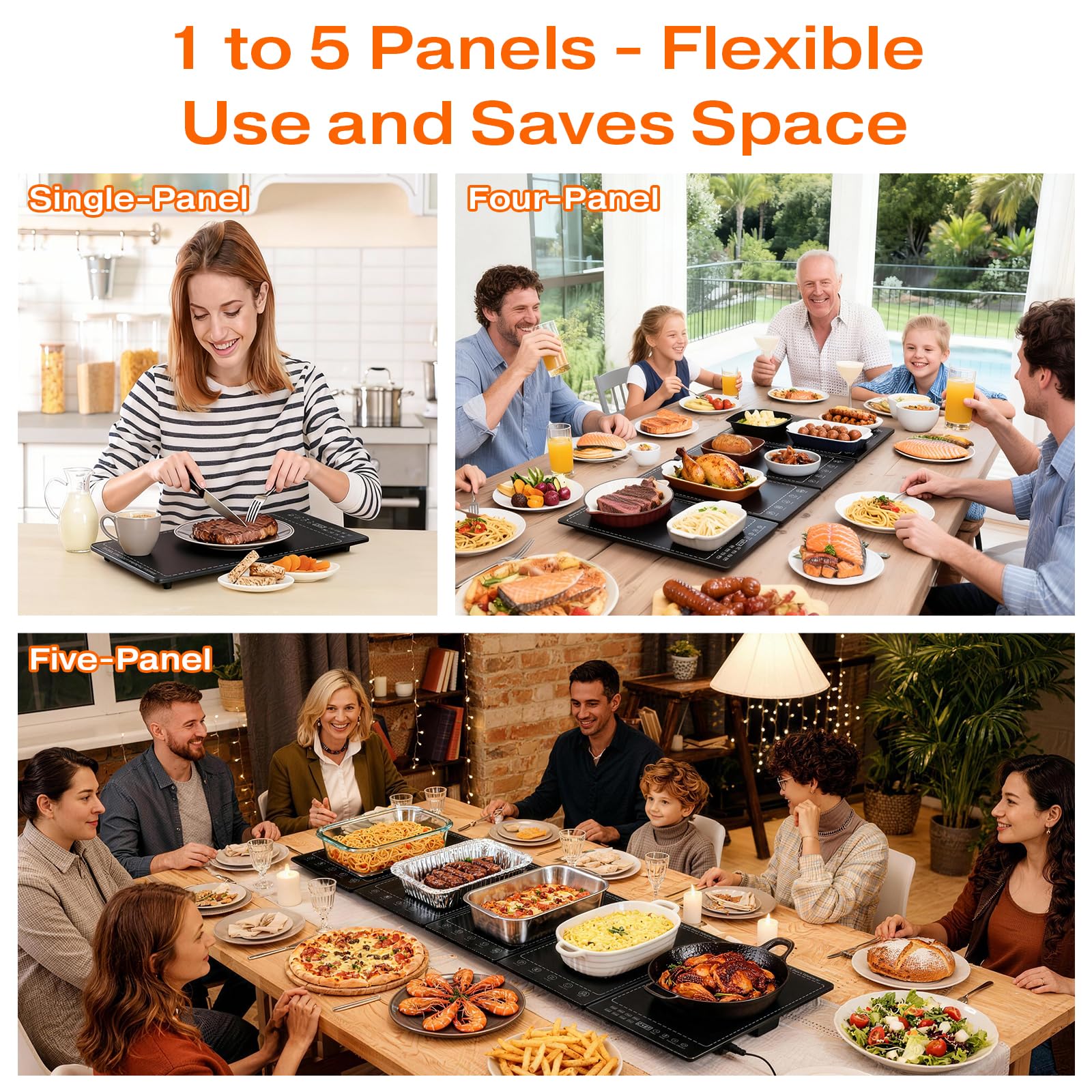 Electric Warming Tray,41"x 15" Food Warmer for Parties Buffet with 10 Temp-Settings, 5-in-1 Warming Mat for Food Built-in Thermostat and Surface Heating, Warming Tray for Parties Buffet,Gatherings - Image 8
