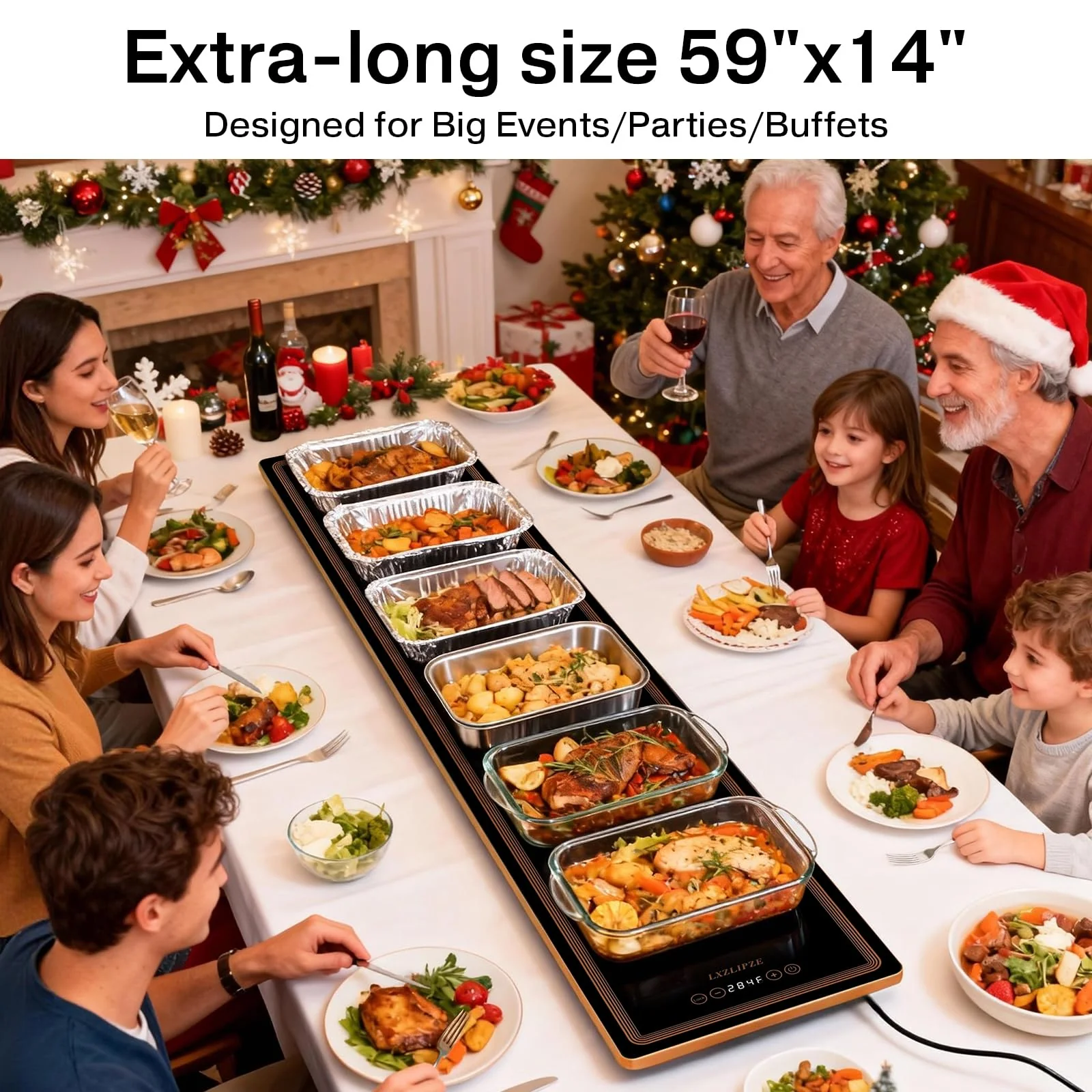 Electric Warming Tray for Buffets Party(59x14 Inches)Food Warming Mat with 12 Temp-Settings,Built-in Thermostat and Full Surface Heating,Versatile Food Warmers for Parties Buffet,Gatherings,Daily Use - Image 8