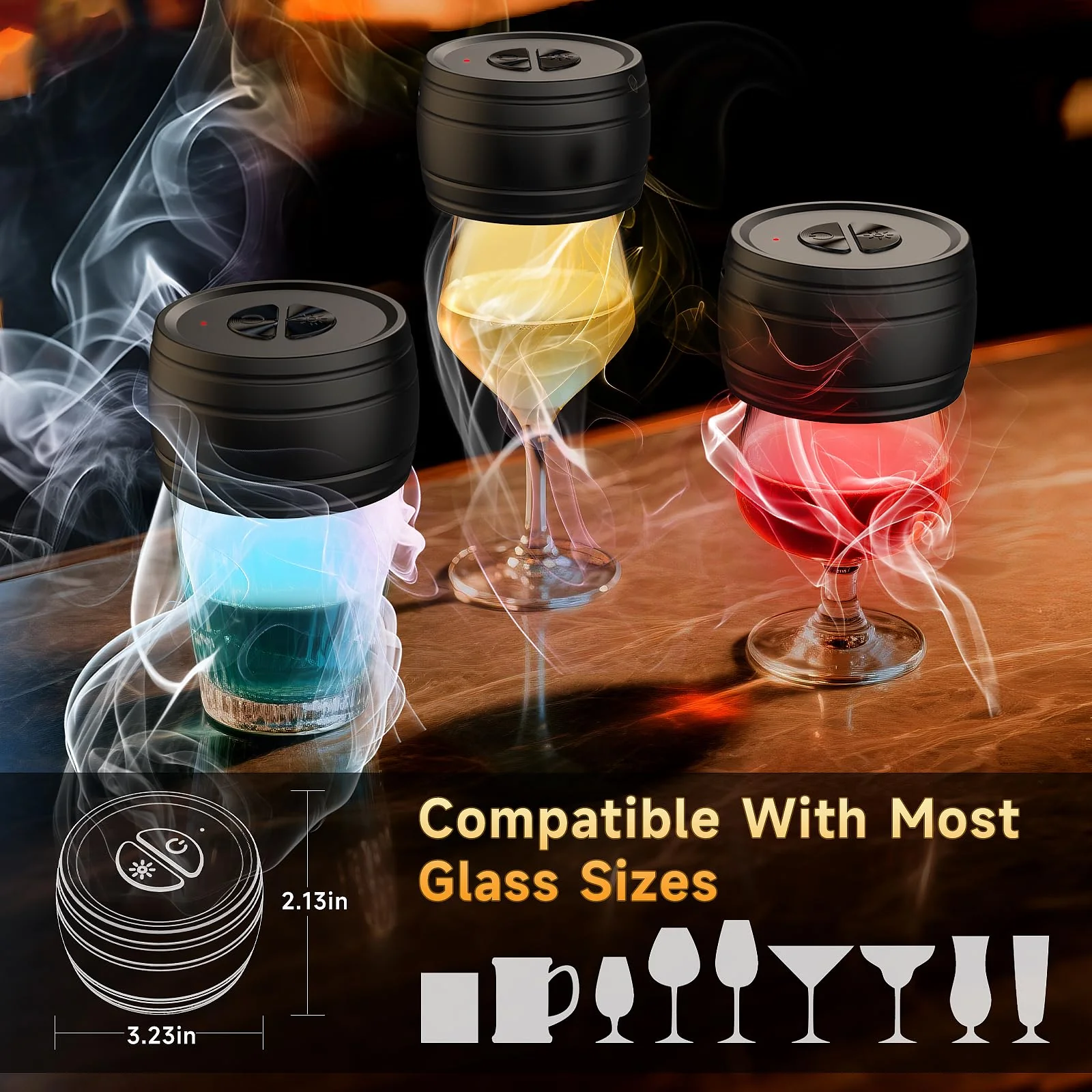 Electric Whiskey Smoker Kit Built-in Lighter, Rechargeable Old Fashioned Cocktail Bourbon Drink Smoker kit with 6 Wood Chips Birthday Gifts for Men Dad Husband Boyfriend Mens - Image 5