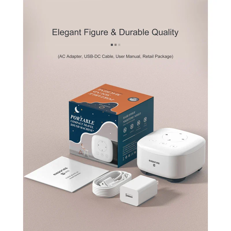 elesories White Noise Machine for Sleeping Nursery Office Home, Memory Function, Sleep Timer, Sound Machine with 20 Soothing Sounds, Sound Machine Baby Sleep Therapy Powered by AC or USB - Image 7
