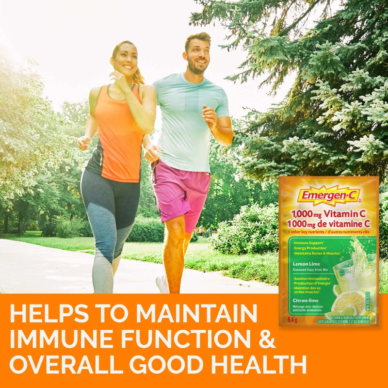Emergen-C® Lemon-Lime (30 Count), 1000mg Vitamin C / Electrolytes / B Vitamins Mineral Supplement - Image 3