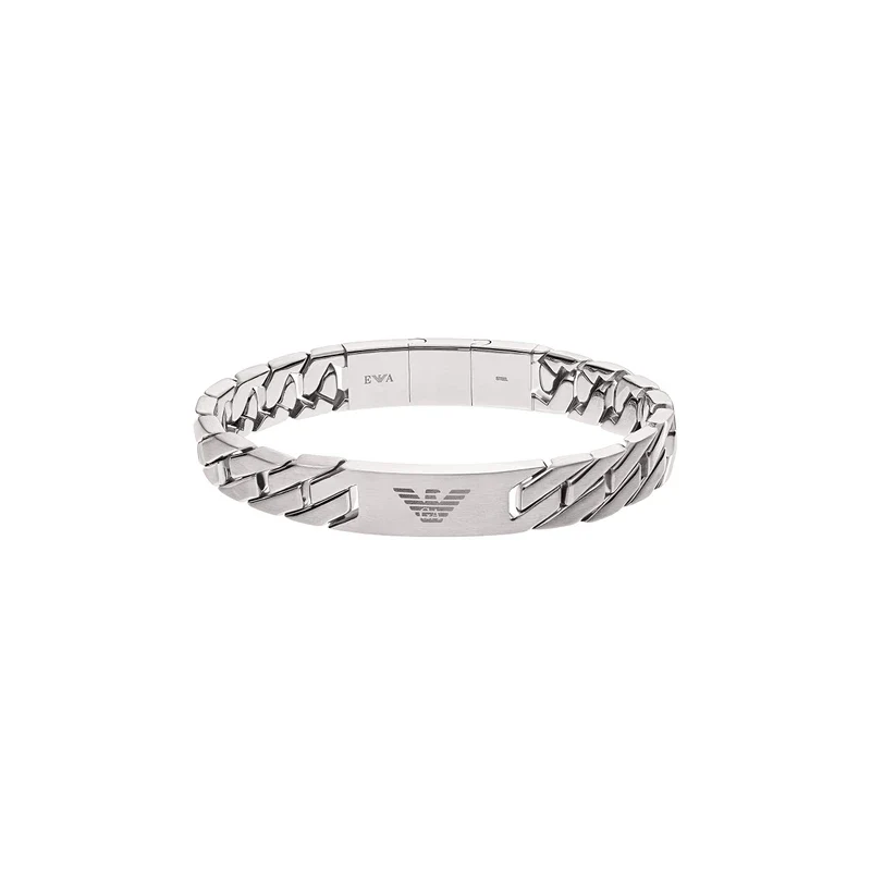 Emporio Armani men's stainless steel bracelet with carabiner, slider or magnetic clasp