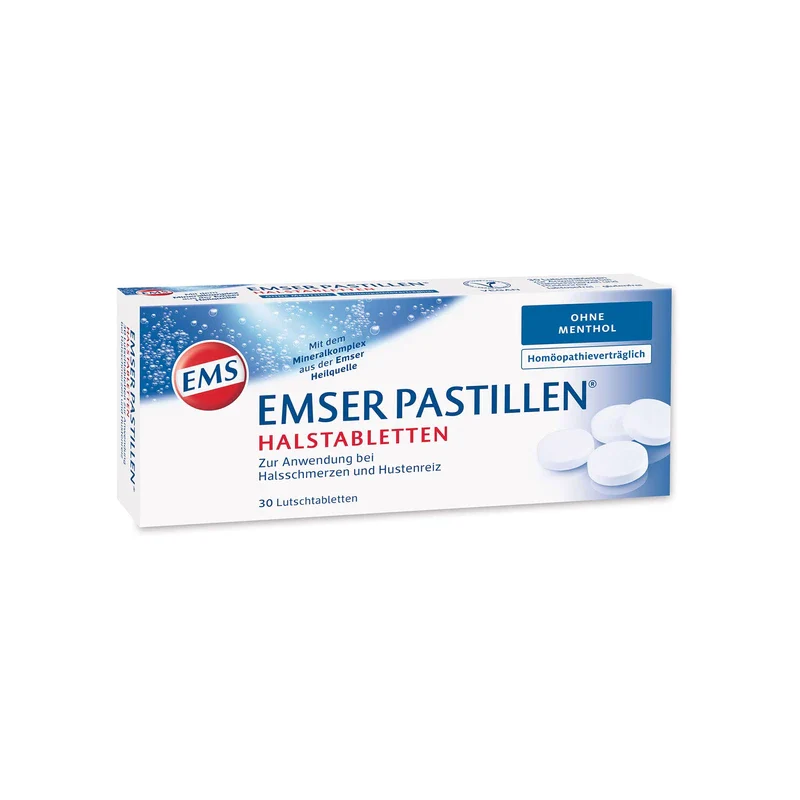 Emser Pastillen Halstabletten ohne Menthol - Bei Halsschmerzen, Husten und starker Stimmbelastung - 30 Stück