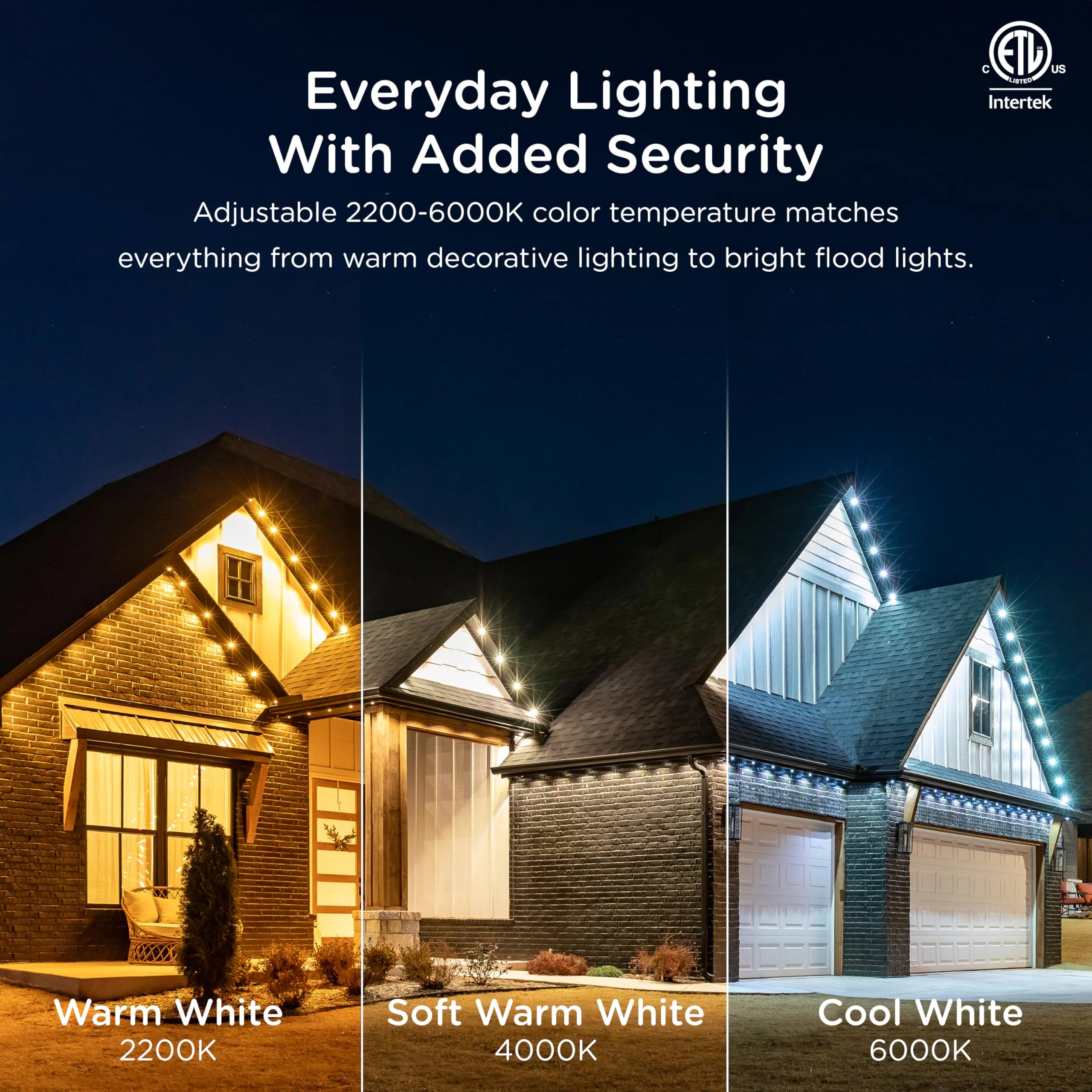 Enbrighten Vibe Eternity Permanent Outdoor Lights for House, 100 Feet, 72 RGBWIC LEDs, Close Spacing, 33lm, Color Changing, Christmas, Eave Lighting, Smart App, Works with Alexa, Google Home, 81103 - Image 6