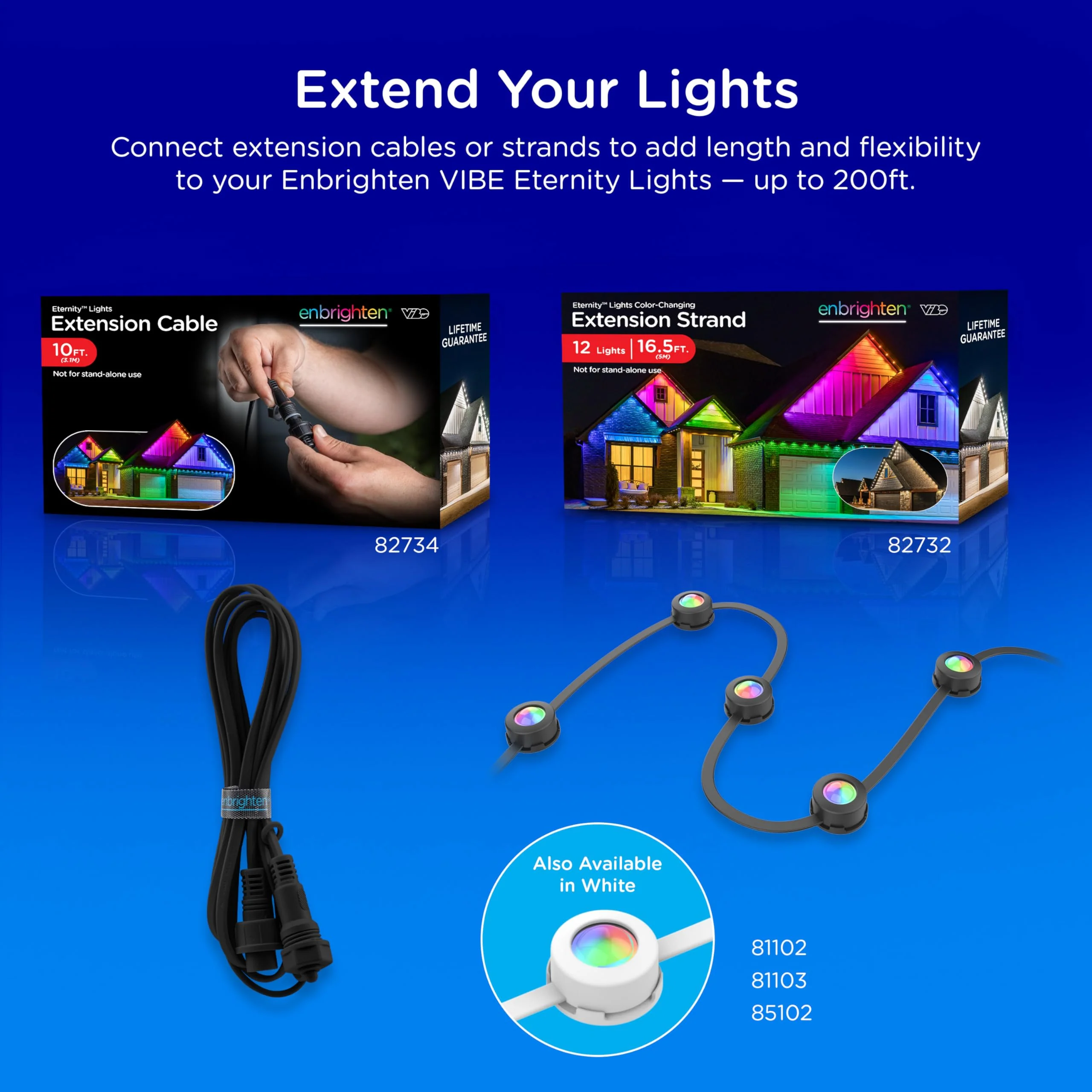 Enbrighten Vibe Eternity Permanent Outdoor Lights for House, 100 Feet, 72 RGBWIC LEDs, Close Spacing, 33lm, Color Changing, Christmas, Eave Lighting, Smart App, Works with Alexa, Google Home, 82730 - Image 3