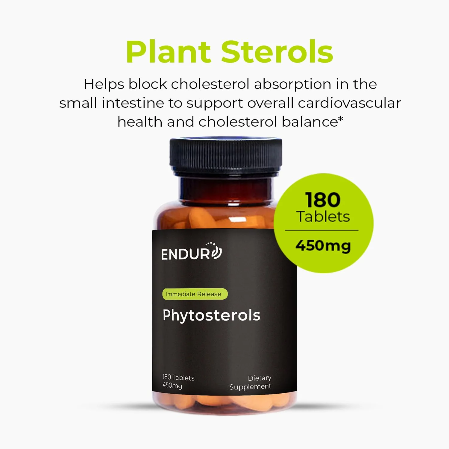 Endur Phytosterols, Promotes Heart & Prostate Health for Men, Helps Block Cholesterol Absorption & Support Urinary Comfort, 450mg (180 Tablets) - Image 9