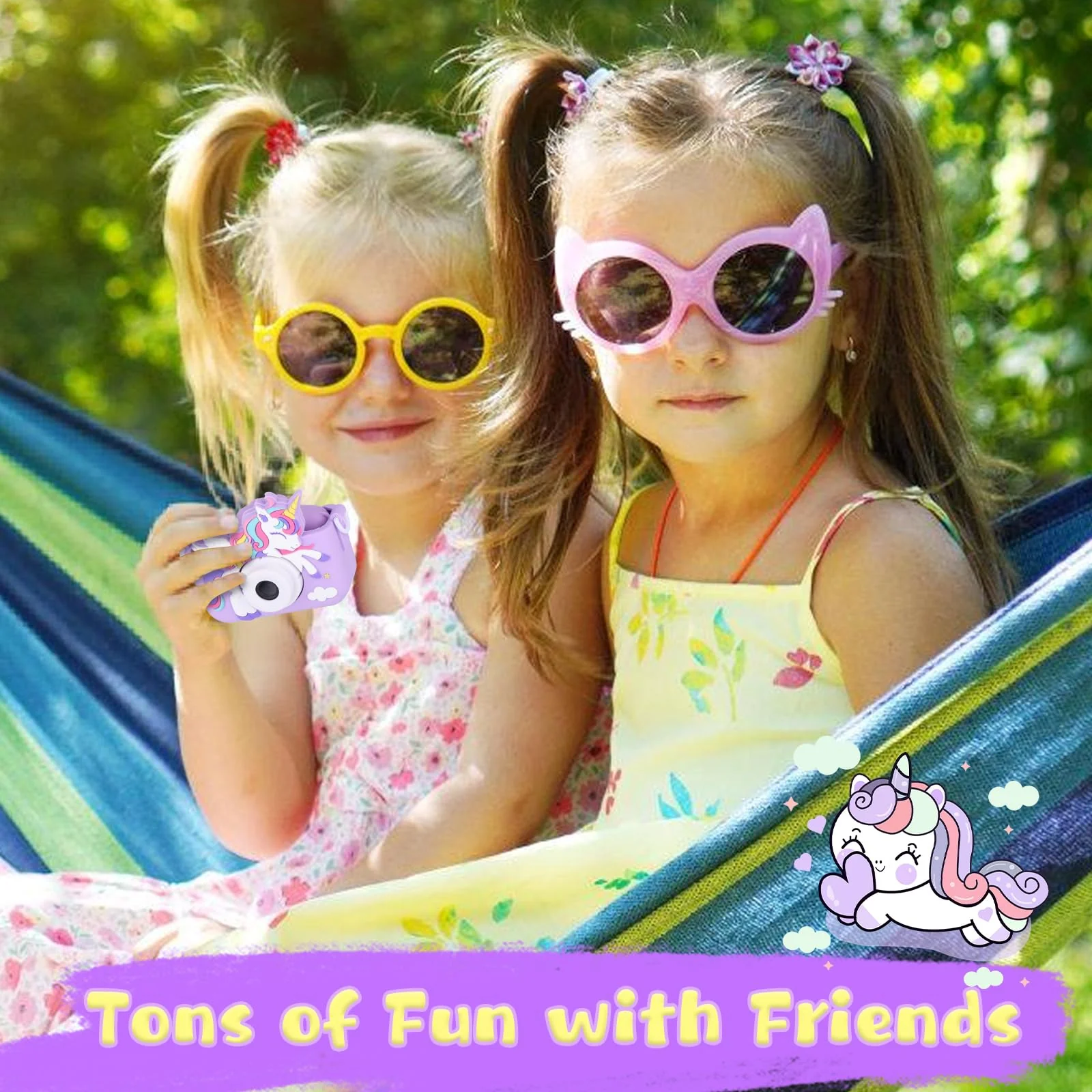 Envyvip Unicorn Toys Camera for Kids Girls Age 3-8, Toddler Kids Digital Camera Christmas Birthday Gifts for 3 4 5 6 7 8 Years Old Girl, Cute Selfie Video Camera, HD 1080P, 32GB SD Card, Purple - Image 3