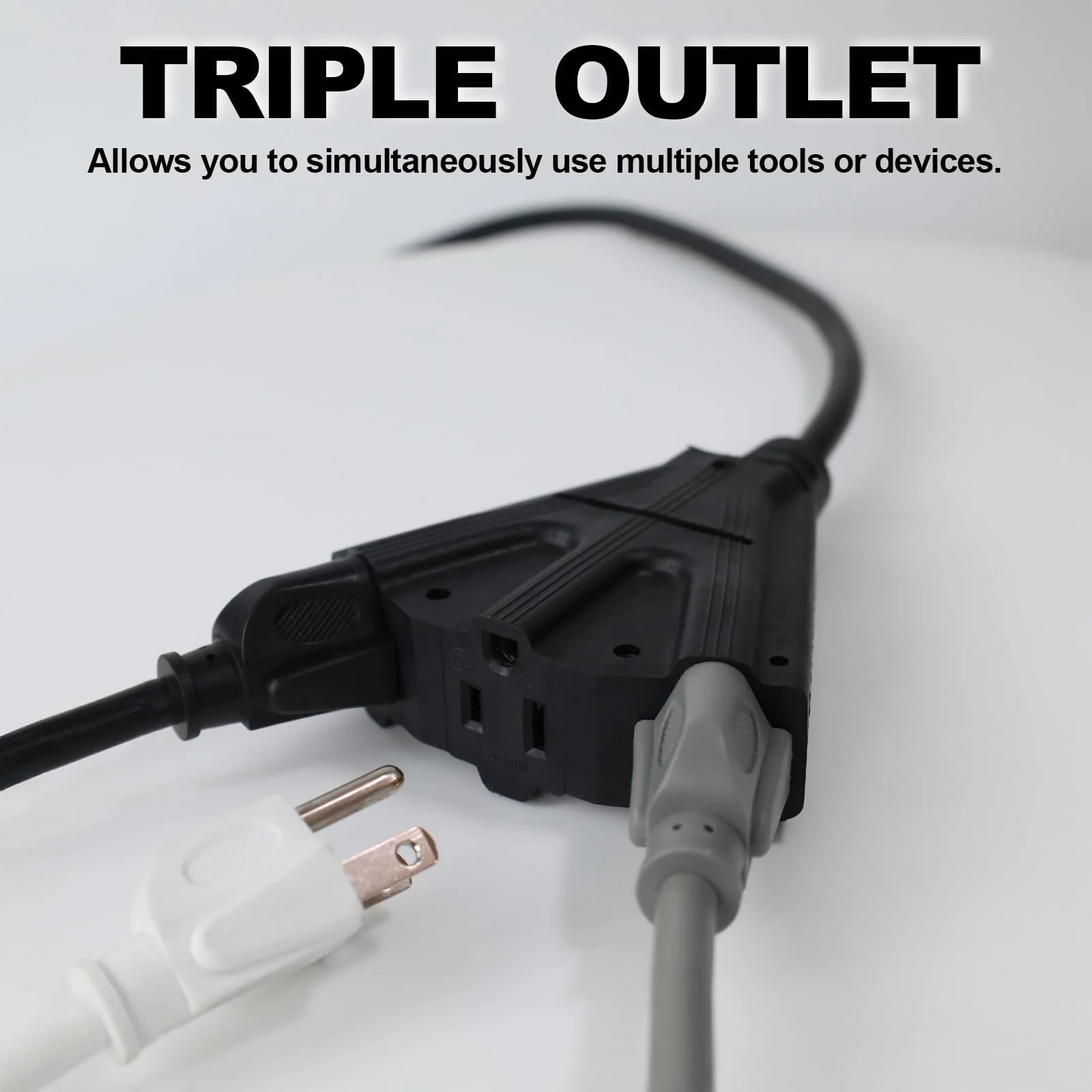 EP 50 Ft Outdoor Extension Cord with 3 Electrical Power Outlets - 16/3 SJTW Black Cable with 3 Prong Grounded Plug for Safety Great for Christmas Lights, Garden and Major Appliances - Image 5