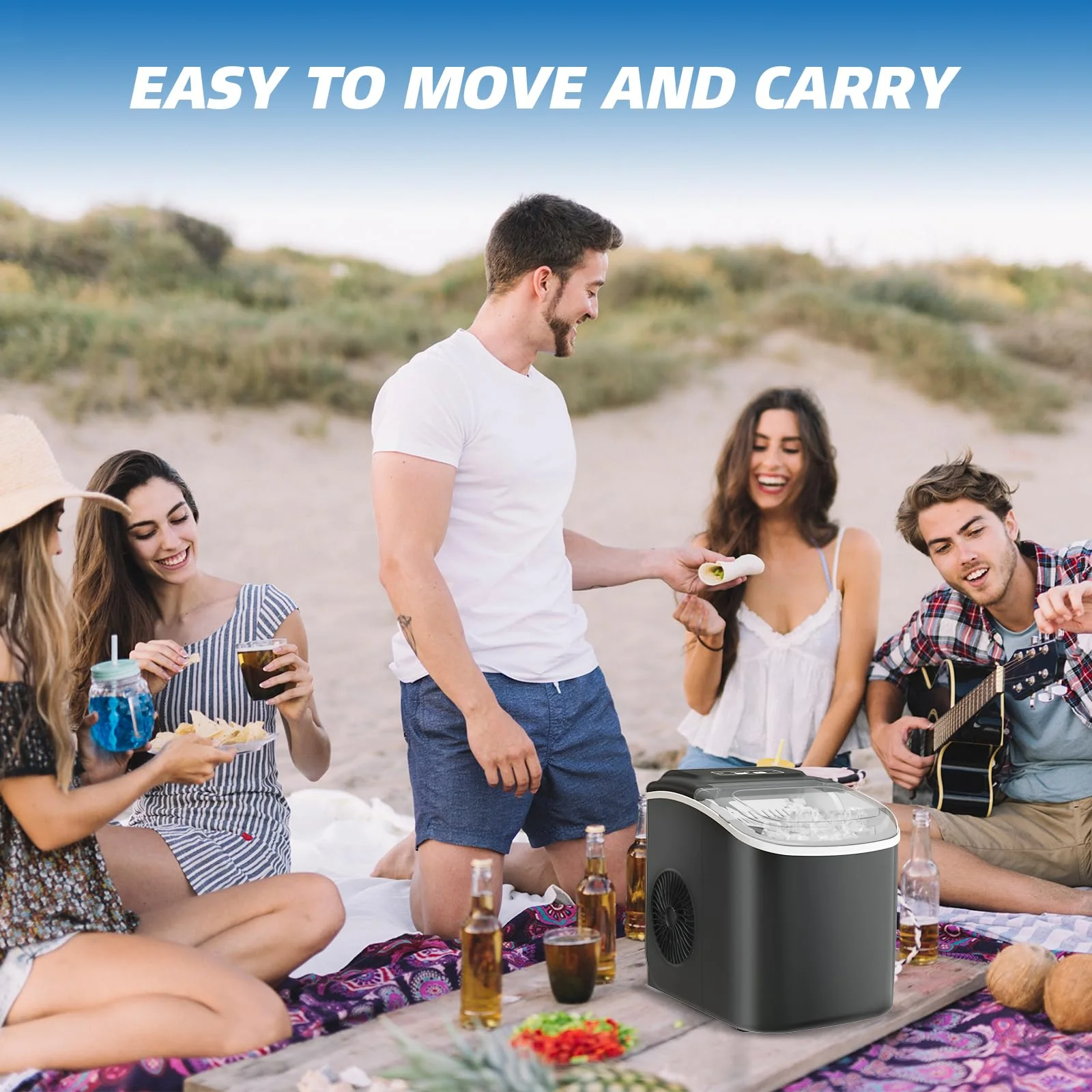Erivess Ice Makers Countertop, Portable Ice Machine Maker Self-Cleaning, 26Lbs/24H, 9 Bullet Cubes Ready in 6 Mins, Scoop and Basket, for Home/Office/Kitchen - Image 2