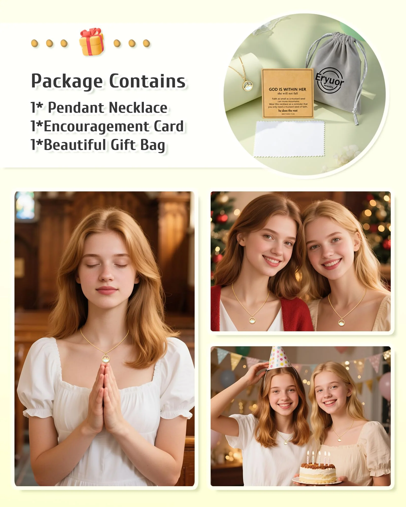 Eryuor Christmas Stocking Stuffers Teen Girl Gifts Trendy Stuff Baptism Mustard Seed Necklace Jewelry Women Christian Faith 12 14 16 18 13 Year Old Birthday Confirmation Gifts for Teenage Girls - Image 3