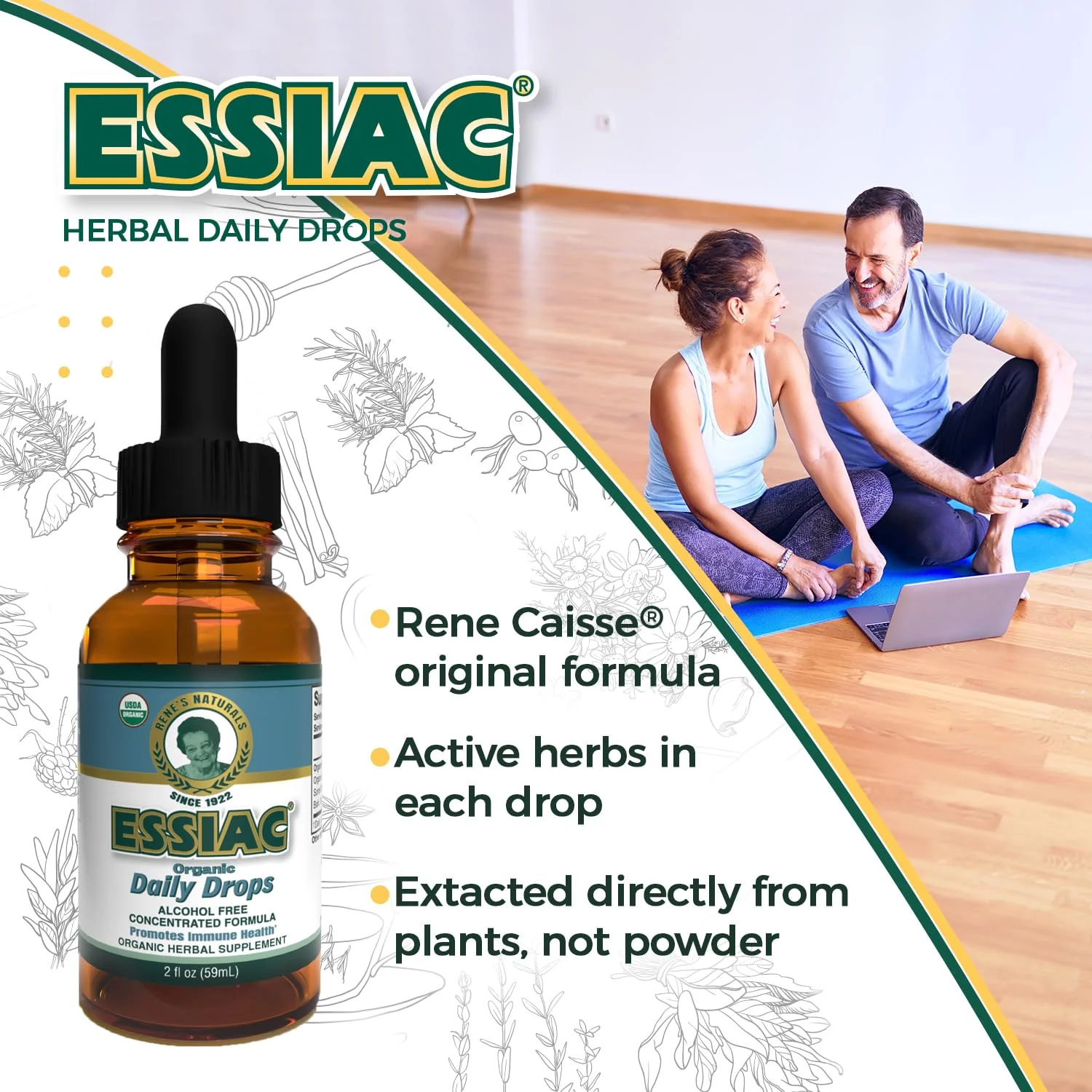 Essiac Original Tea USDA Organic Daily Drops for Enhanced Lymphatic Drainage and Immune Support | Alcohol Free Concentrated Formula | 2oz (59ml) - Image 6