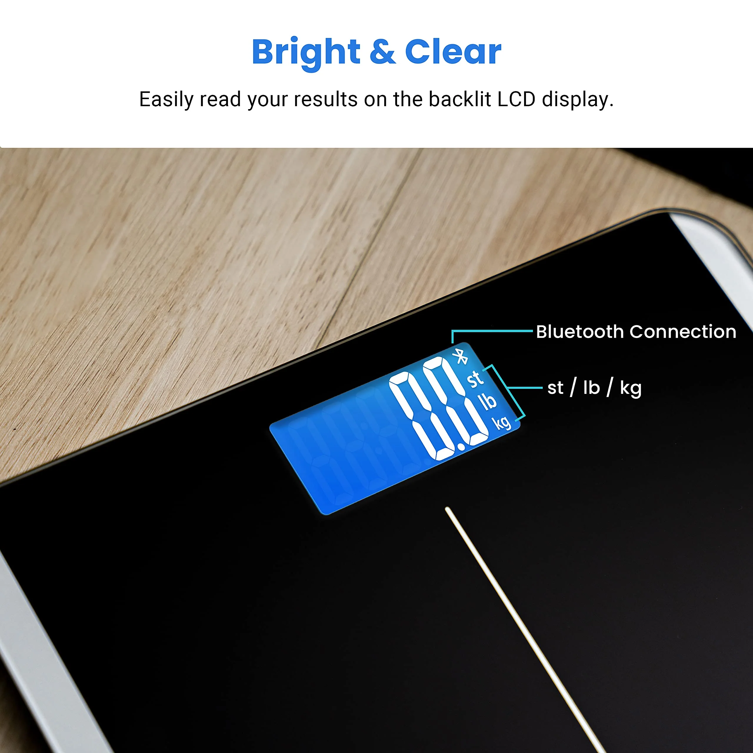 Etekcity Smart Scale for Body Weight and BMI, Bathroom Digital Electronic Weighing Scale for People, Bluetooth Free VeSync APP Connection, Rounded Corner, Accurate to 0.1lb/0.05kg, 400 lbs, Black - Image 4