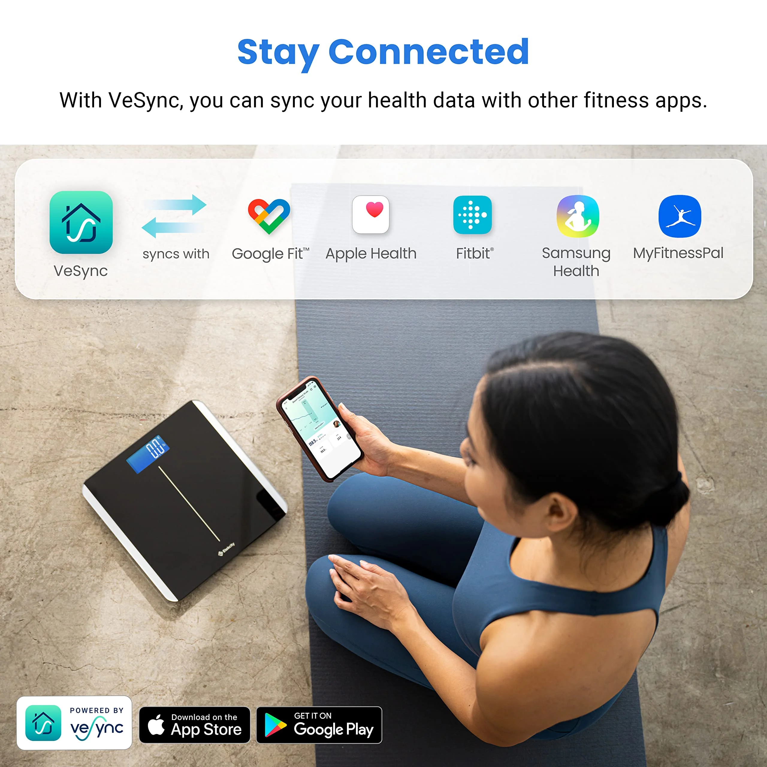 Etekcity Smart Scale for Body Weight and BMI, Bathroom Digital Electronic Weighing Scale for People, Bluetooth Free VeSync APP Connection, Rounded Corner, Accurate to 0.1lb/0.05kg, 400 lbs, Black - Image 6