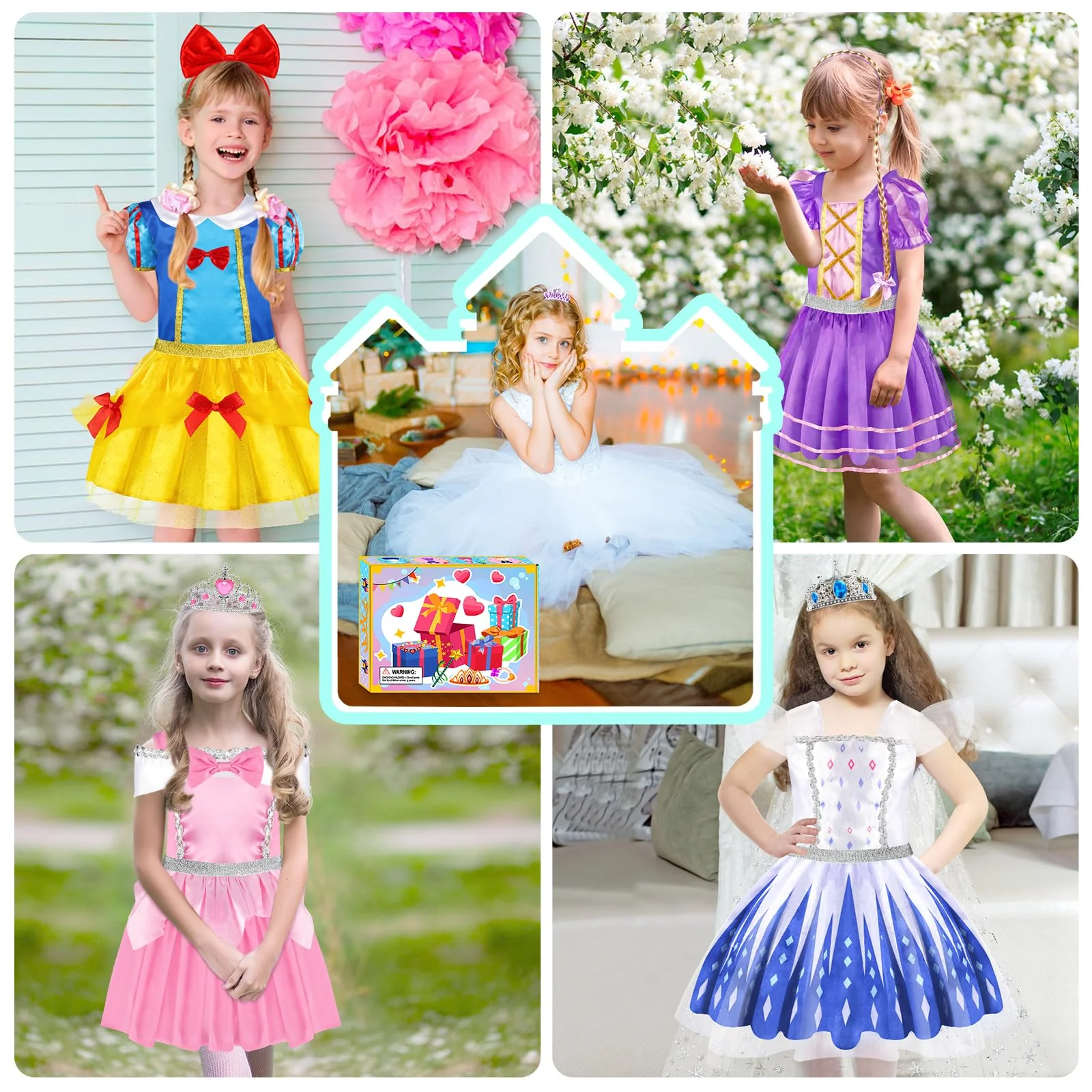 EULRGAUS Princess Dress Up, Toddler Dress Up Clothes, Cosplay Princess Costume Gift Set with Princess Dresses and Princess Toys, Pretend Play Girl Toys Age 3-6, Halloween Christmas Birthday Gift - Image 2