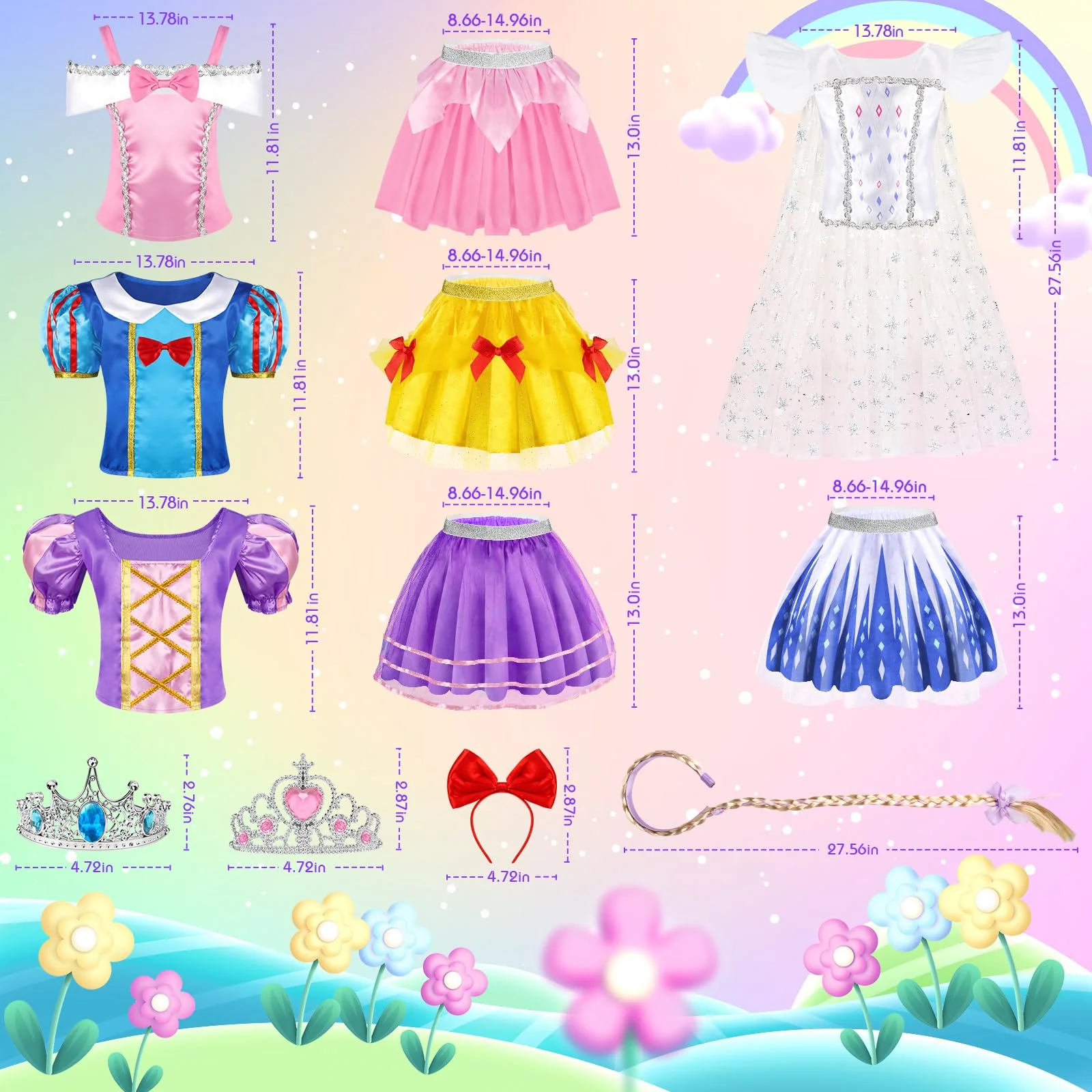 EULRGAUS Princess Dress Up, Toddler Dress Up Clothes, Cosplay Princess Costume Gift Set with Princess Dresses and Princess Toys, Pretend Play Girl Toys Age 3-6, Halloween Christmas Birthday Gift - Image 3